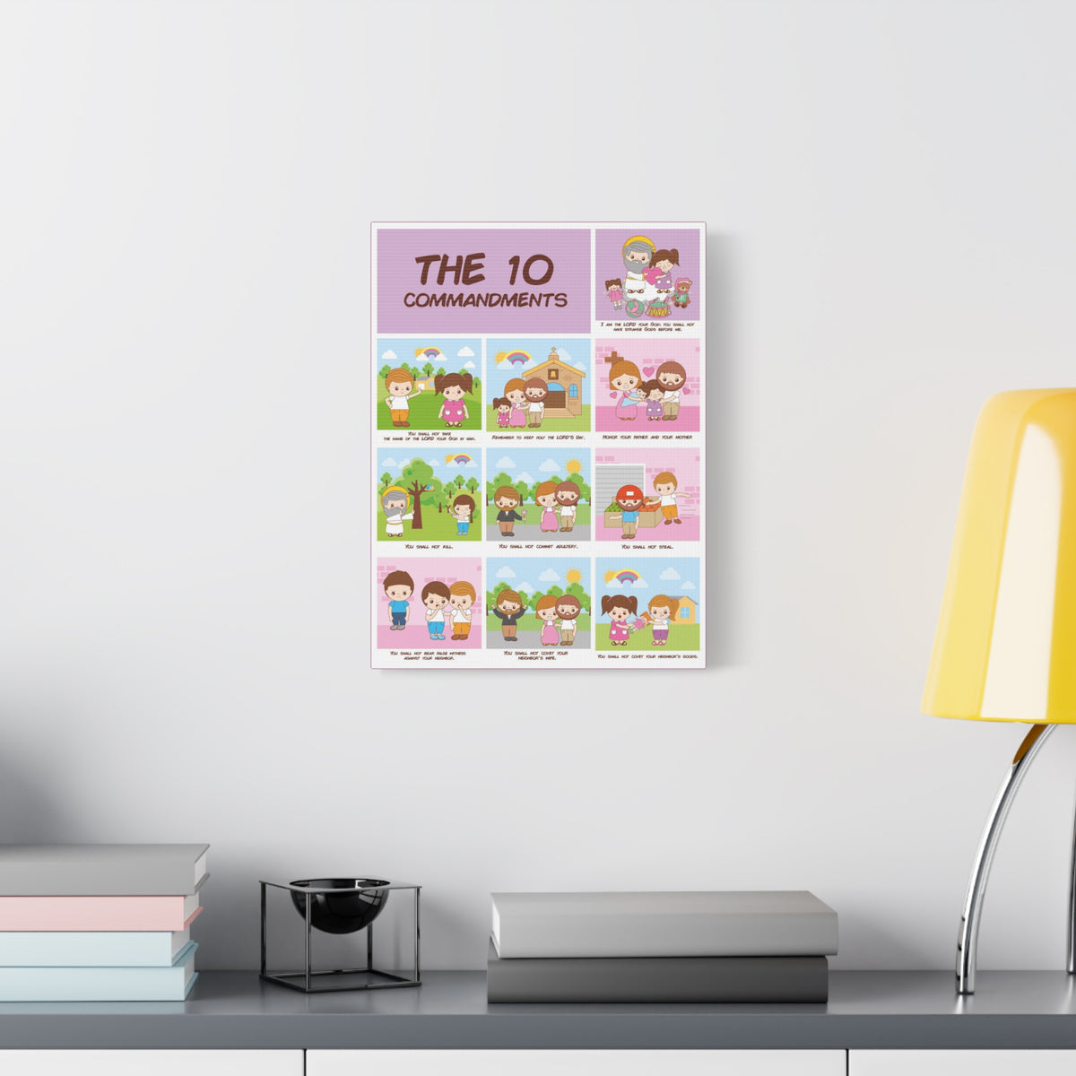 Ten Commandments Wall Decor for Kids Bible Canvas for Church, Classroom, Sunday School, or Homeschool, Christian Learning Old Testament-Express Your Love Gifts