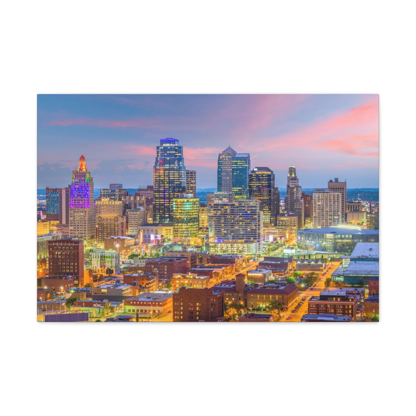 Kansas City Night Skyline Canvas Artwork High-Quality Breathtaking Stunning Cityscape for Home Decor Ready to Hang-Express Your Love Gifts