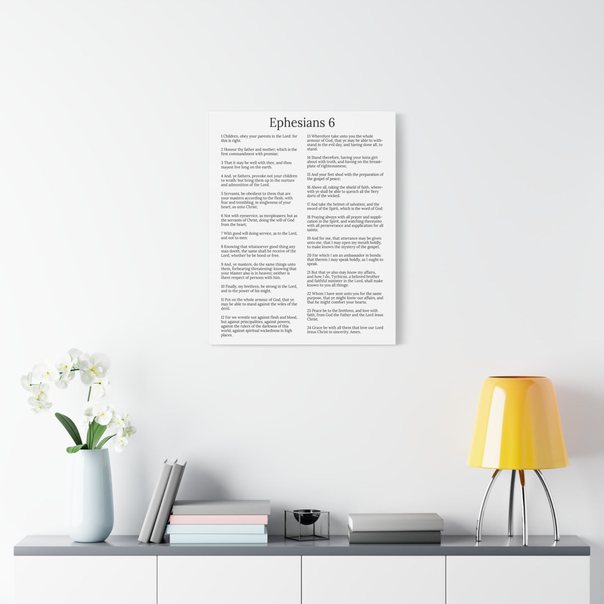 Scripture Walls Protection of the Believer Ephesians 6 Chapter White Christian Wall Art Print Ready to Hang Unframed-Express Your Love Gifts