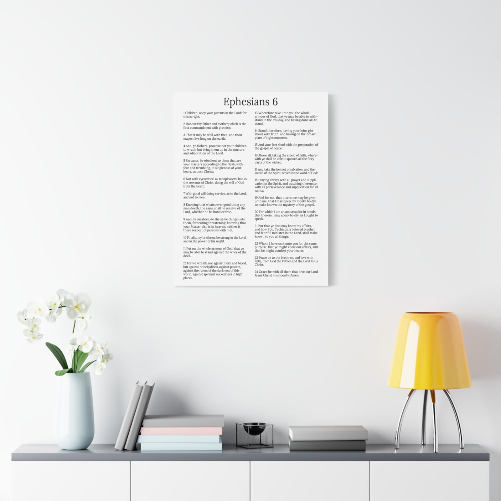 Scripture Walls Protection of the Believer Ephesians 6 Chapter White Christian Wall Art Print Ready to Hang Unframed-Express Your Love Gifts