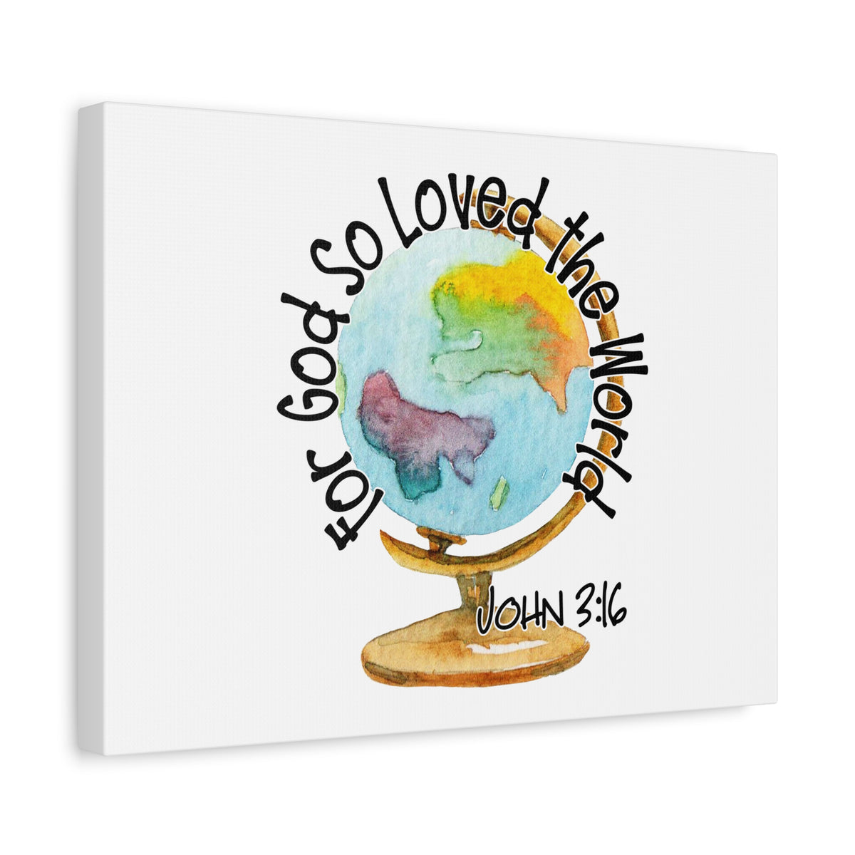 Scripture Canvas For God So Loved The World John 3:16 Christian Wall Art Bible Verse Print Ready to Hang-Express Your Love Gifts