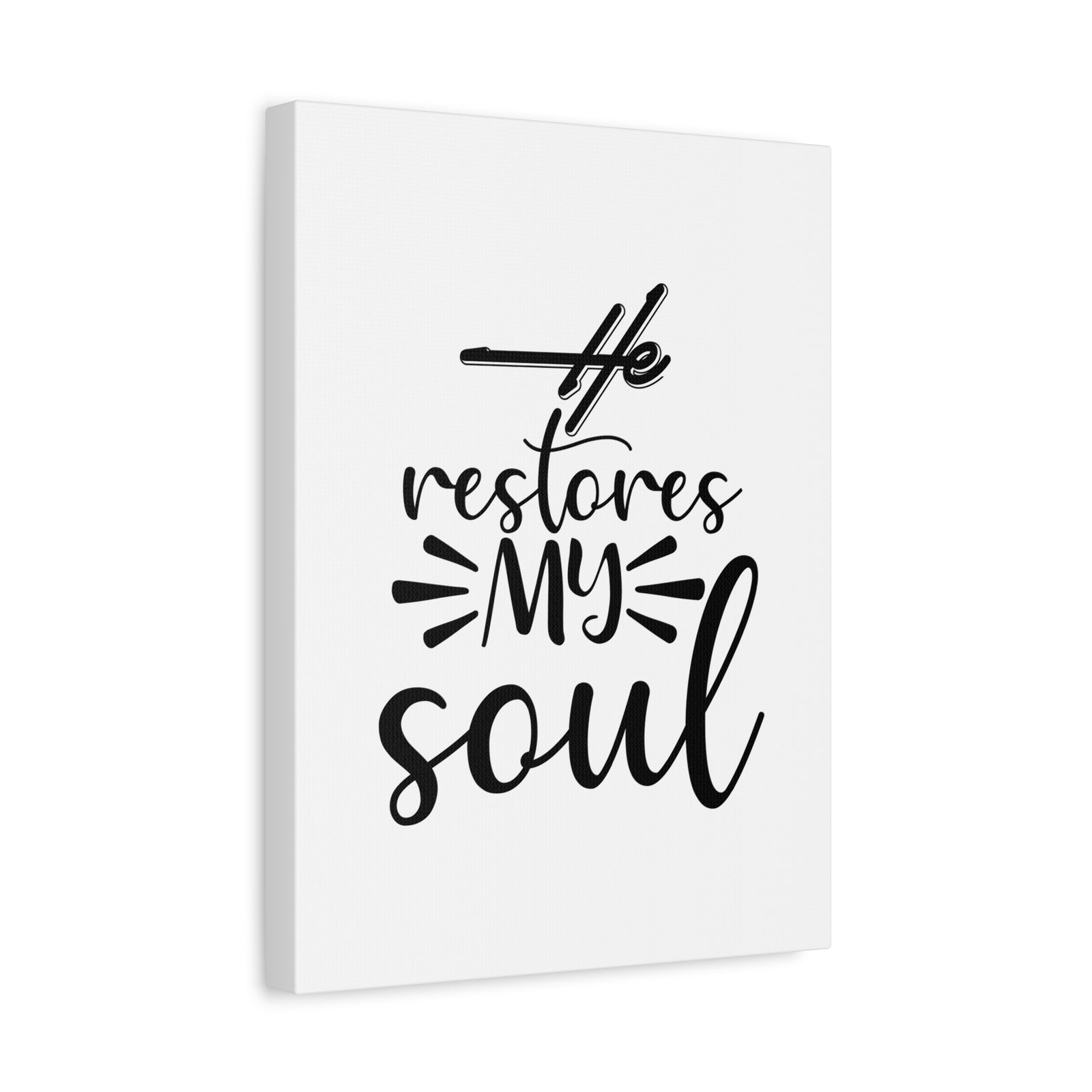 Scripture Canvas He Restores My Soul Psalm 23:3 Christian Wall Art Bible Verse Print Ready to Hang-Express Your Love Gifts