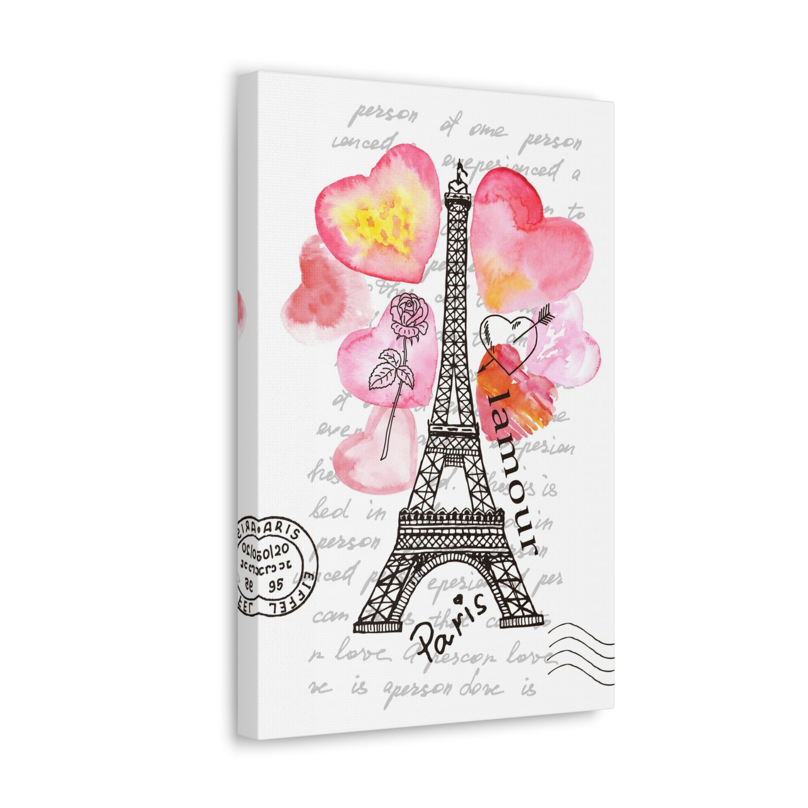 Pink Heart Eiffel Tower Paris France Canvas Artwork High-Quality Breathtaking French City for Home Decor Ready to Hang-Express Your Love Gifts