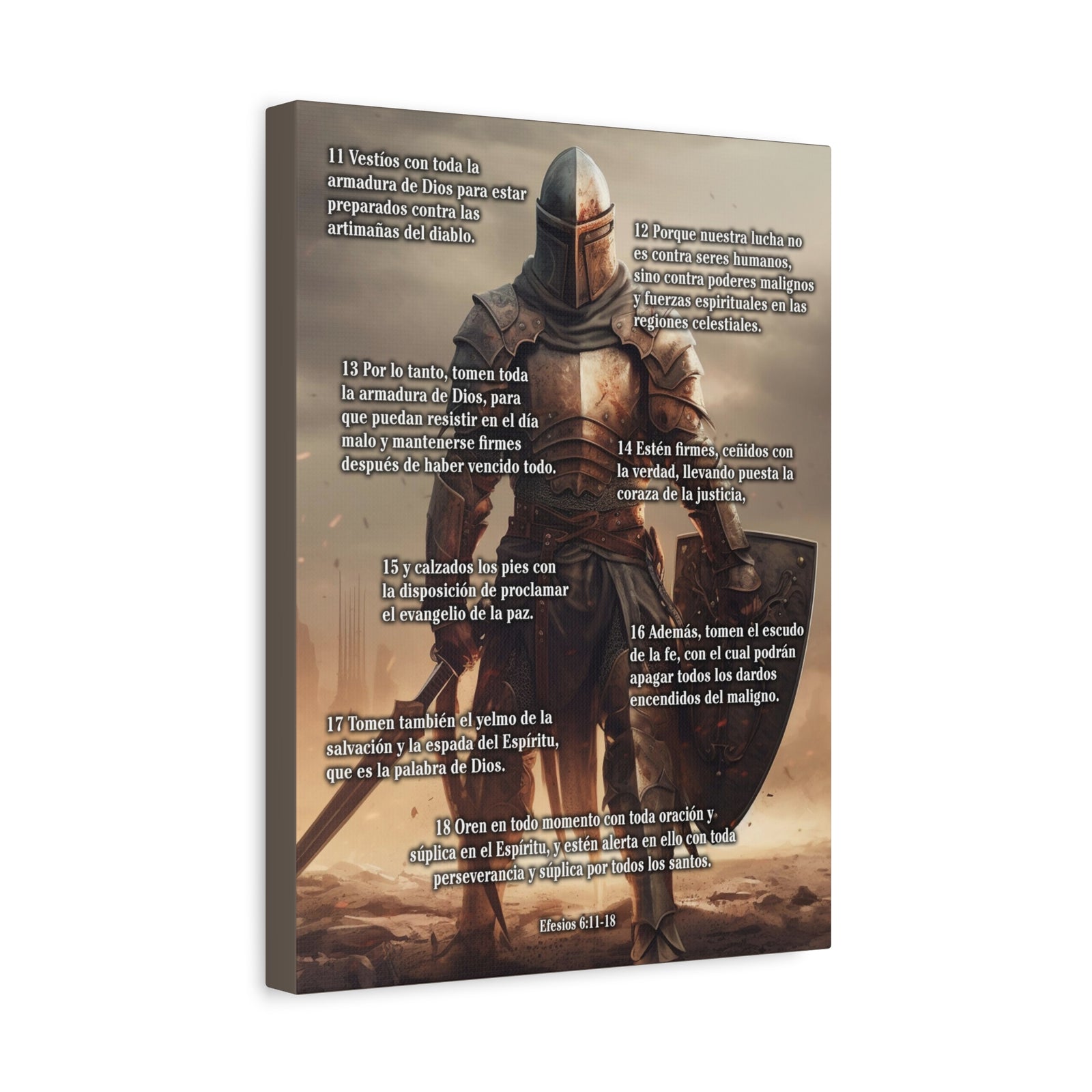 Scripture Walls Armour Of God Ephesians 6:11-18 Standing Warrior Spanish Christian Wall Art Print Ready to Hang Unframed-Express Your Love Gifts