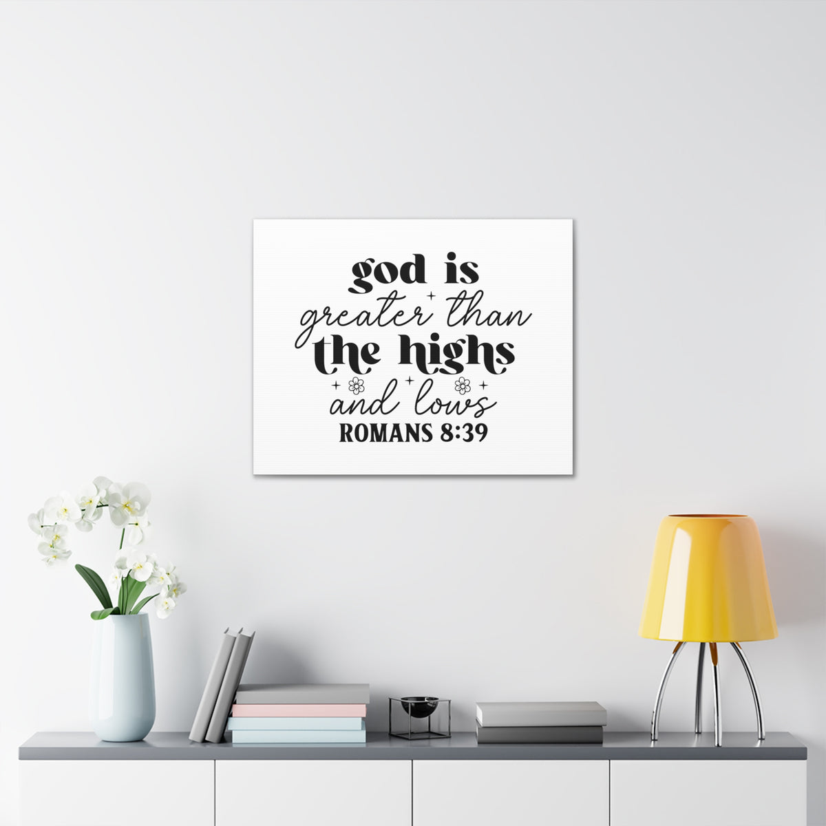 Scripture Walls Romans 8:39 God is Greater Bible Verse Canvas Christian Wall Art Ready to Hang Unframed-Express Your Love Gifts