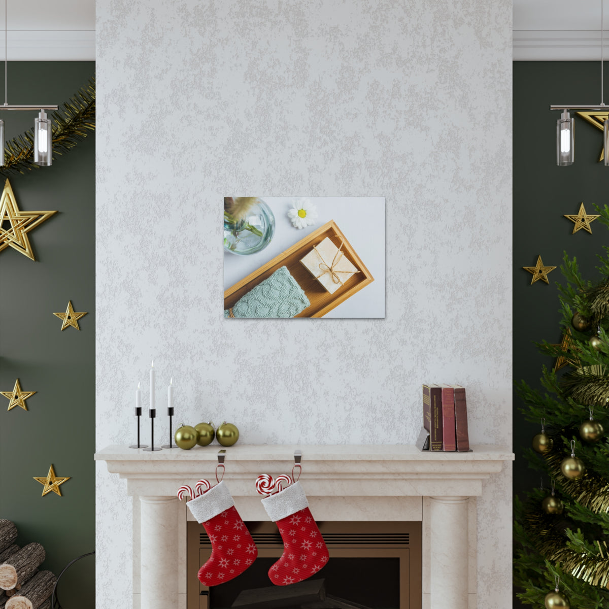 Top View Bath Forest Floral Nature Photography Canvas Wall Art for Home Decor Ready-to-Hang-Express Your Love Gifts