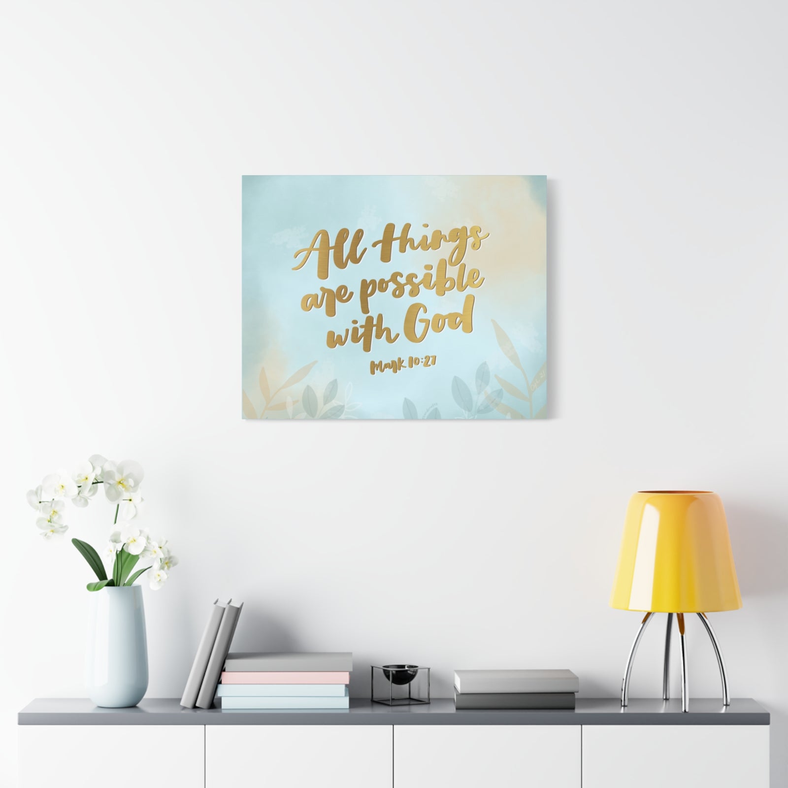 Scripture Canvas Possible With God Mark 10:27 Christian Wall Art Bible Verse Print Ready to Hang