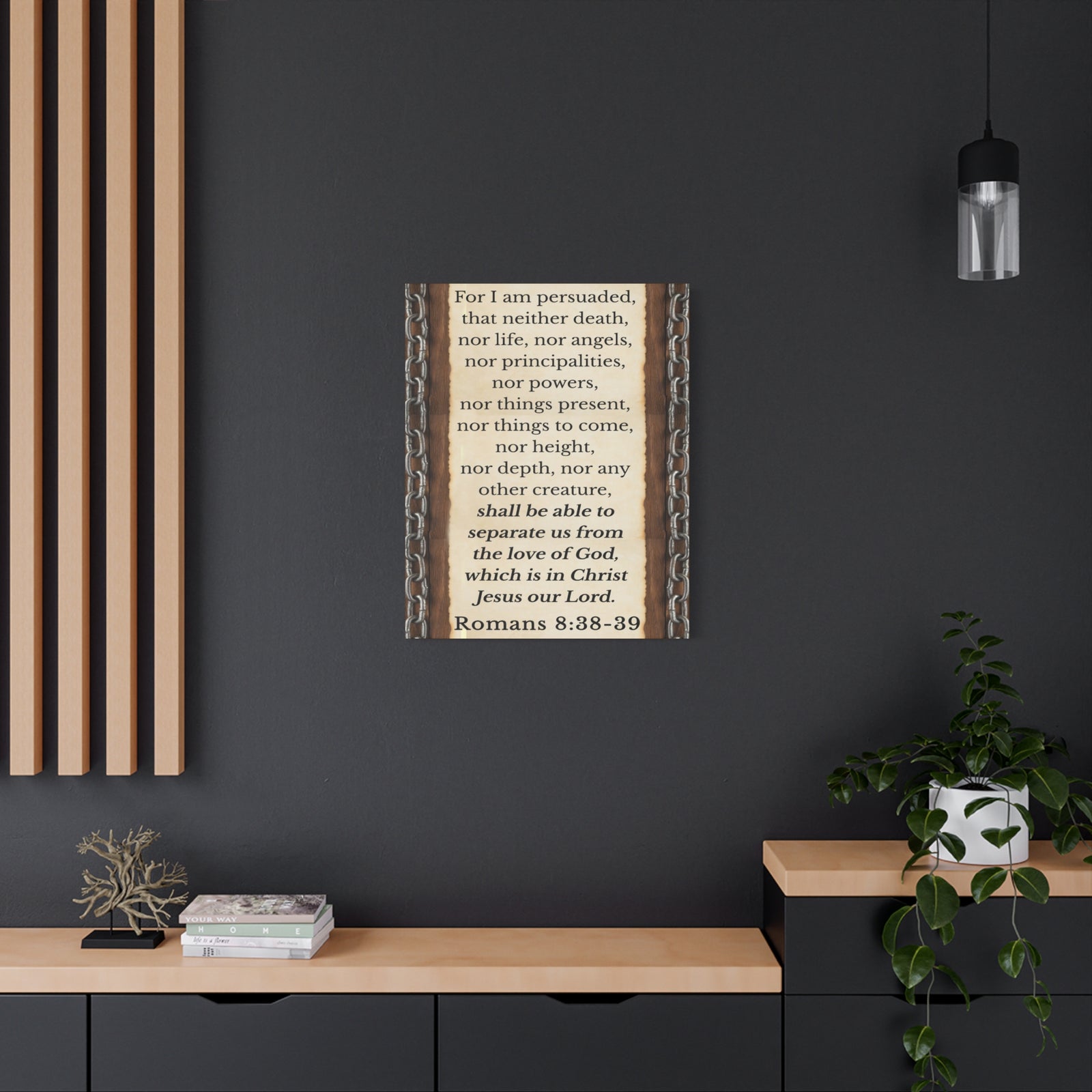 Scripture Walls Romans 8:38-39 Chain Bible Verse Canvas Christian Wall Art Ready to Hang Unframed-Express Your Love Gifts