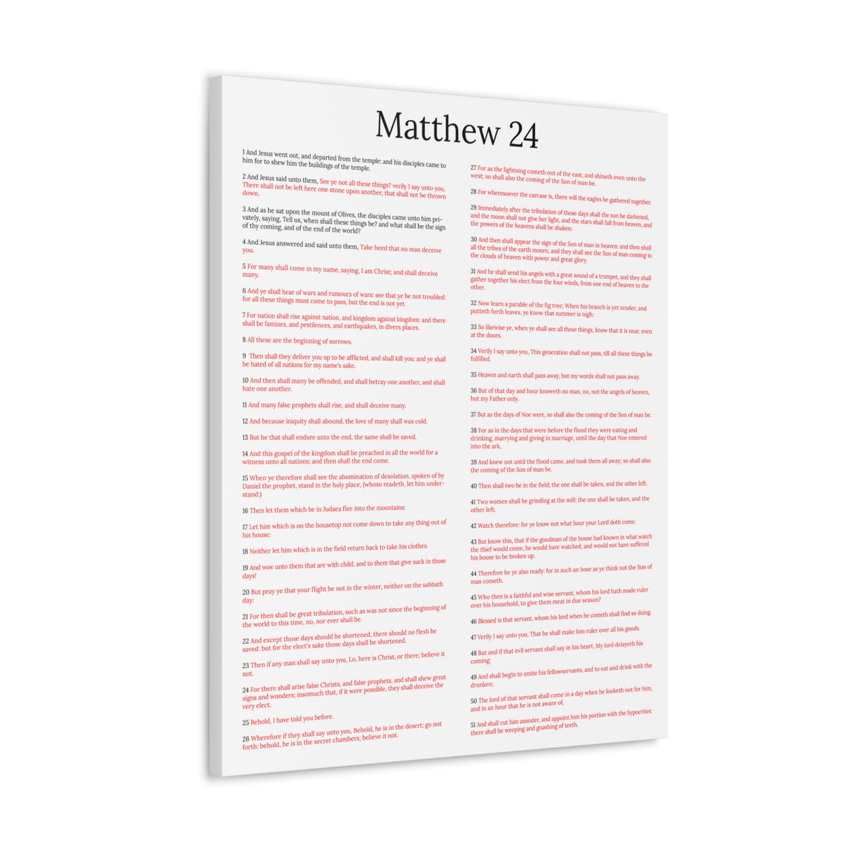 Scripture Walls Matthew 24 Chapter Christ Words in Red Christian Wall Art Print Ready to Hang Unframed-Express Your Love Gifts