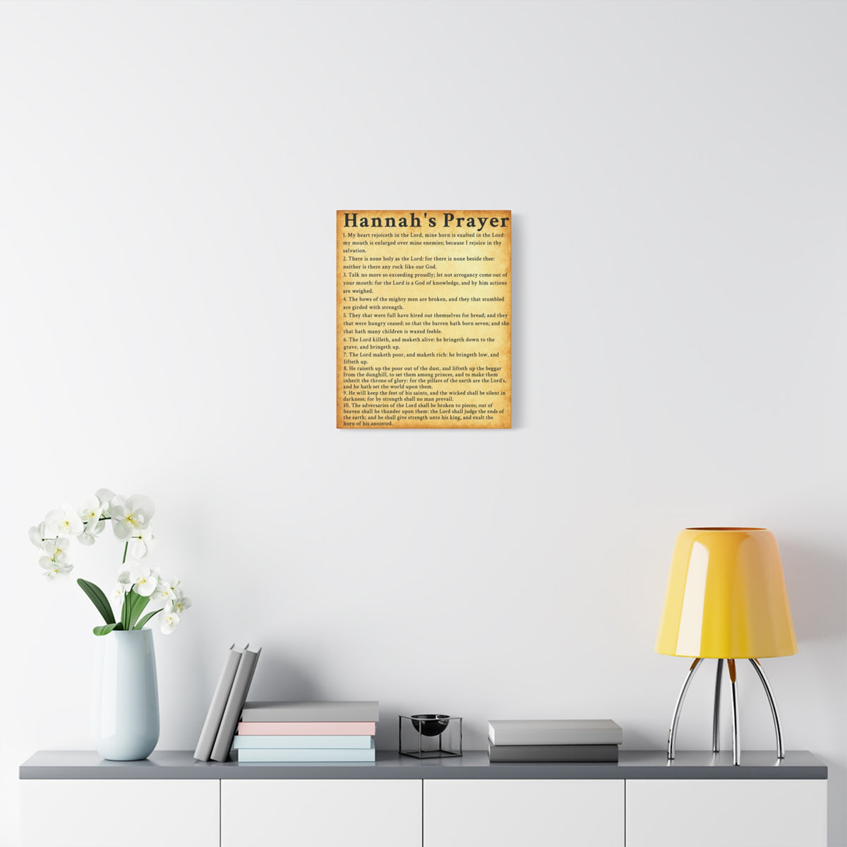 Scripture Walls Hannah's Prayer 1 Samuel 2:1–10 Gold Bible Verse Canvas Christian Wall Art Ready to Hang Unframed-Express Your Love Gifts