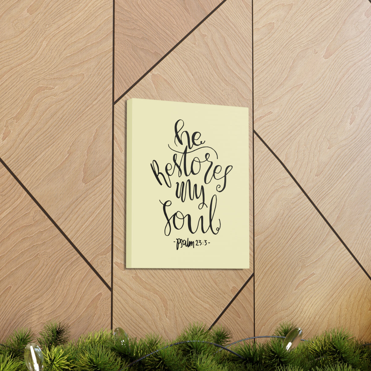 Scripture Walls He Restores My Soul Psalm 23:3 Bible Verse Canvas Christian Wall Art Ready To Hang-Express Your Love Gifts