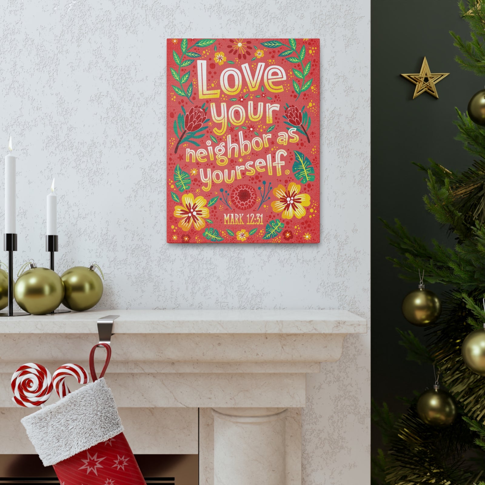 Scripture Walls Love Your Neighbor Mark 12:31 Bible Verse Canvas Christian Wall Art Ready to Hang-Express Your Love Gifts