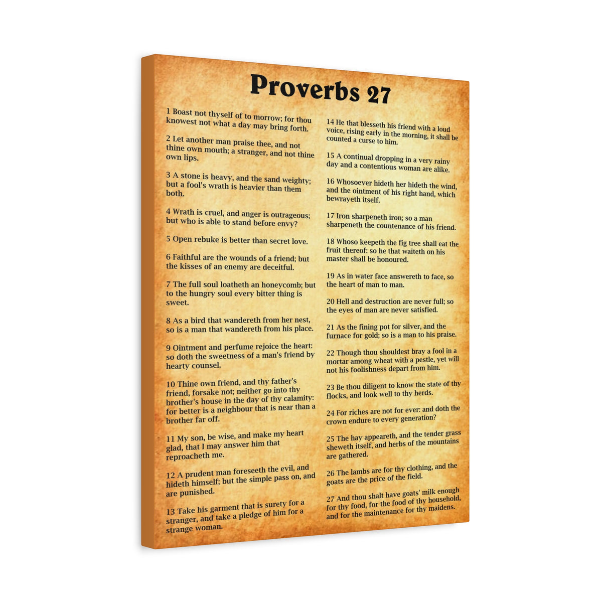 Scripture Walls Proverbs Chapter 27 Gold Bible Canvas Christian Wall Art Ready to Hang Unframed-Express Your Love Gifts