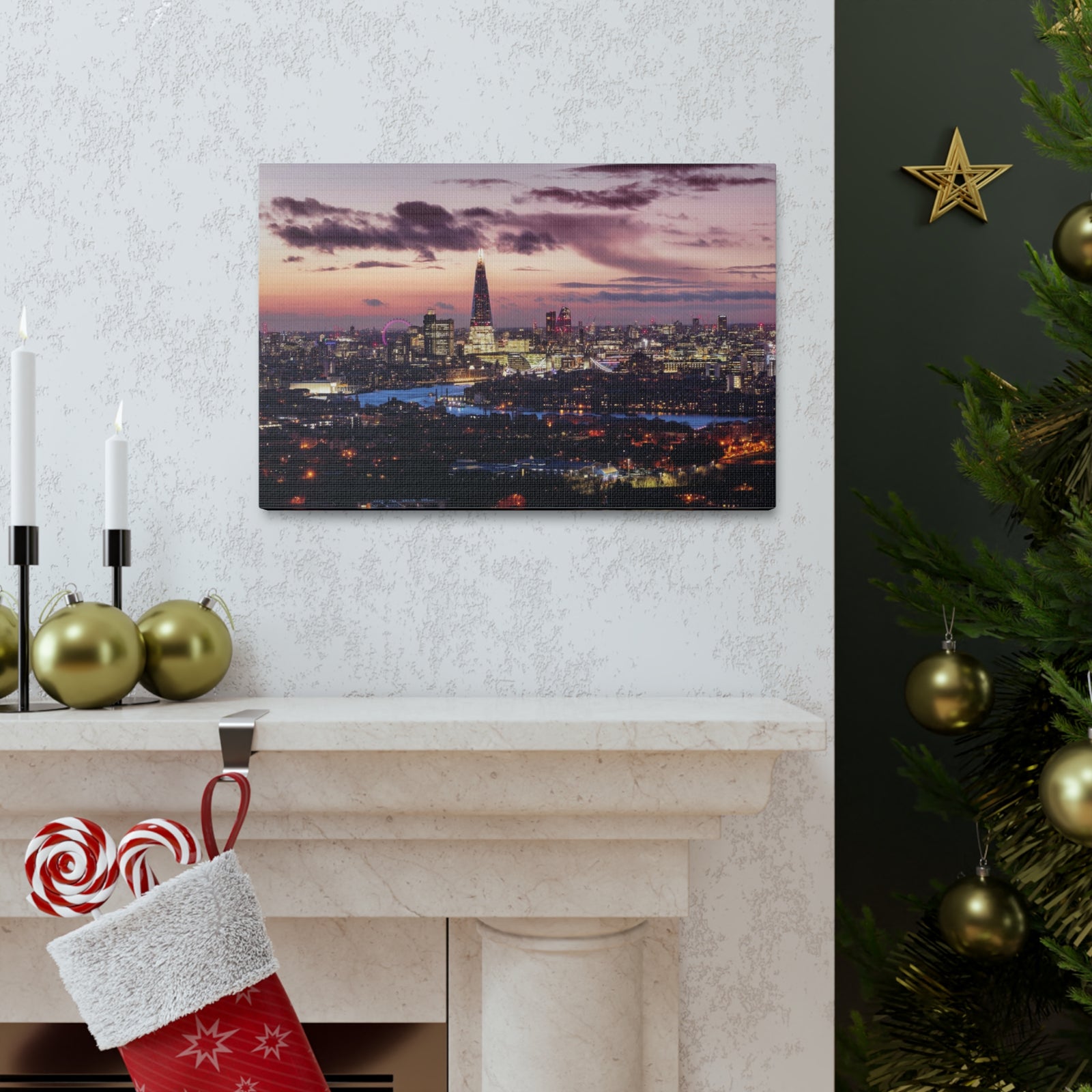 London Night Skyline Canvas Artwork High-Quality Breathtaking Stunning Cityscape for Home Decor Ready to Hang-Express Your Love Gifts