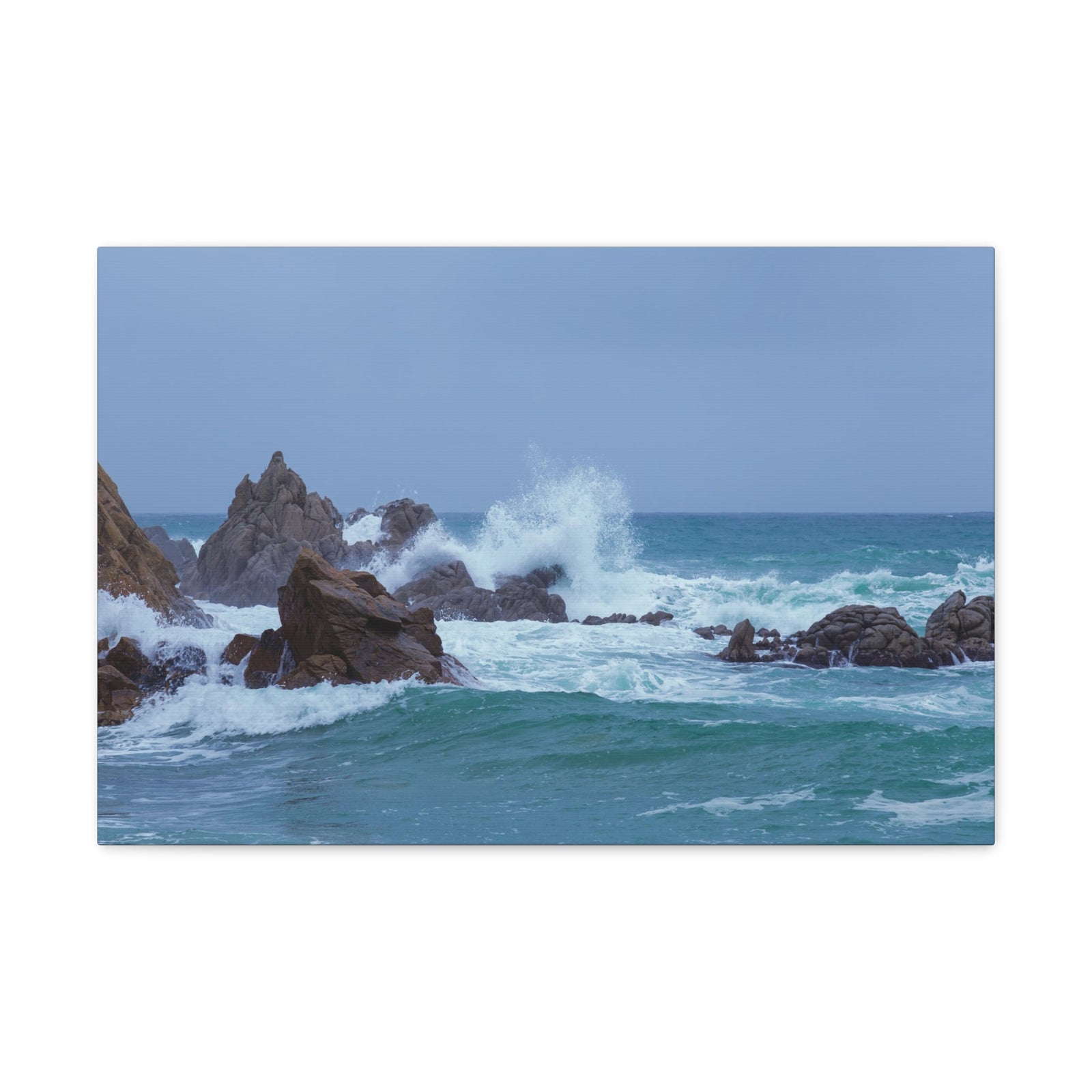 Sea Waves Crash Against Rocks Large Splashes Ocean Canvas Wall Art for Home Decor Ready-to-Hang-Express Your Love Gifts