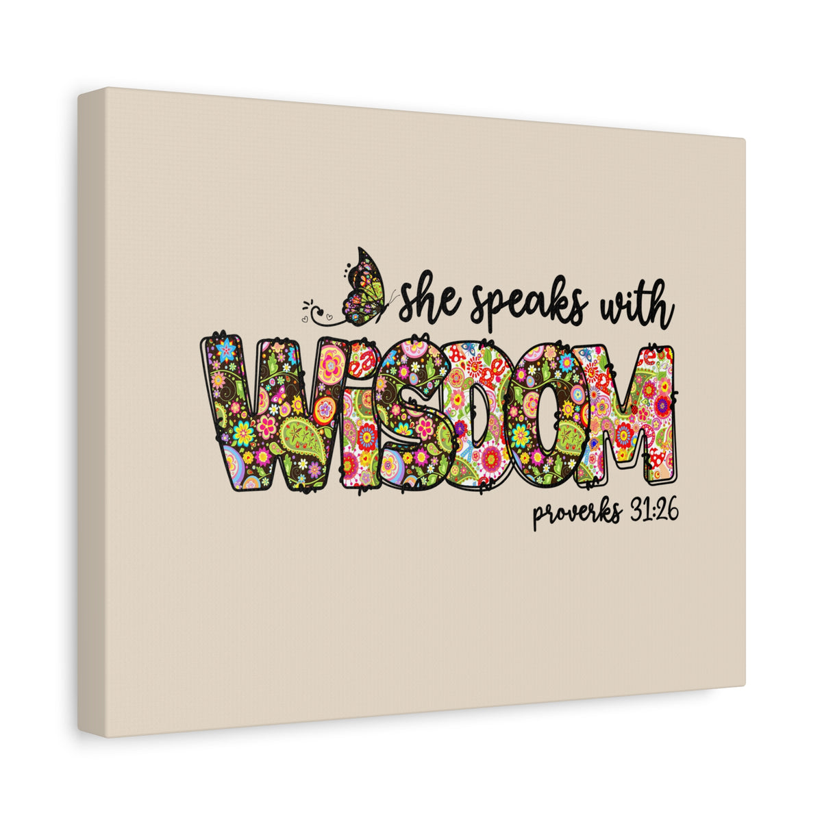 Scripture Walls She Speaks With Wisdom Proverbs 31:26 Bible Verse Canvas Christian Wall Art Ready to Hang-Express Your Love Gifts