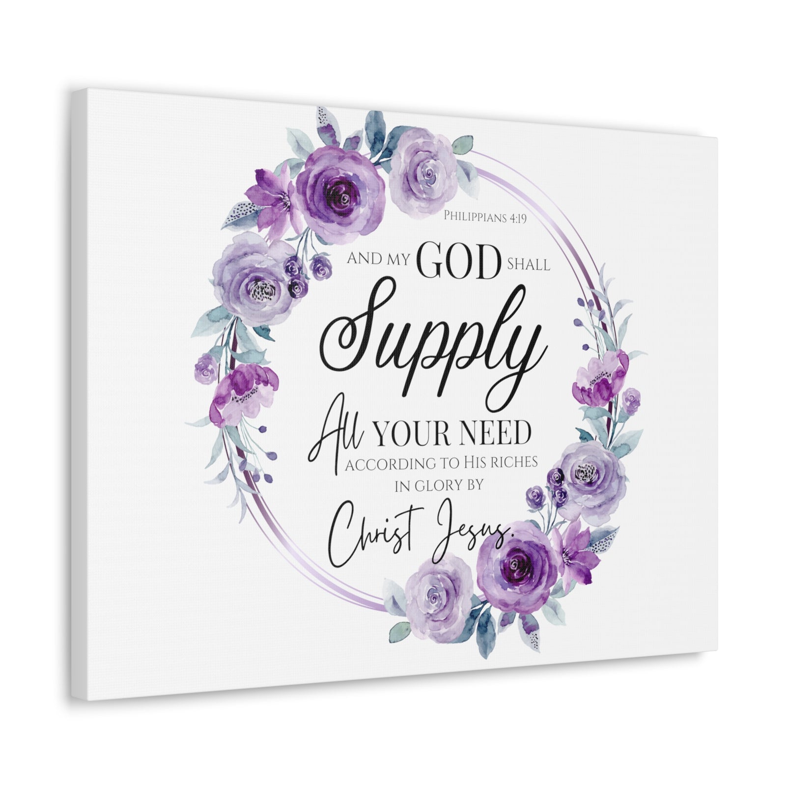 Scripture Walls Philippians 4:19 God Shall Supply Bible Verse Canvas Christian Wall Art Ready to Hang Unframed-Express Your Love Gifts