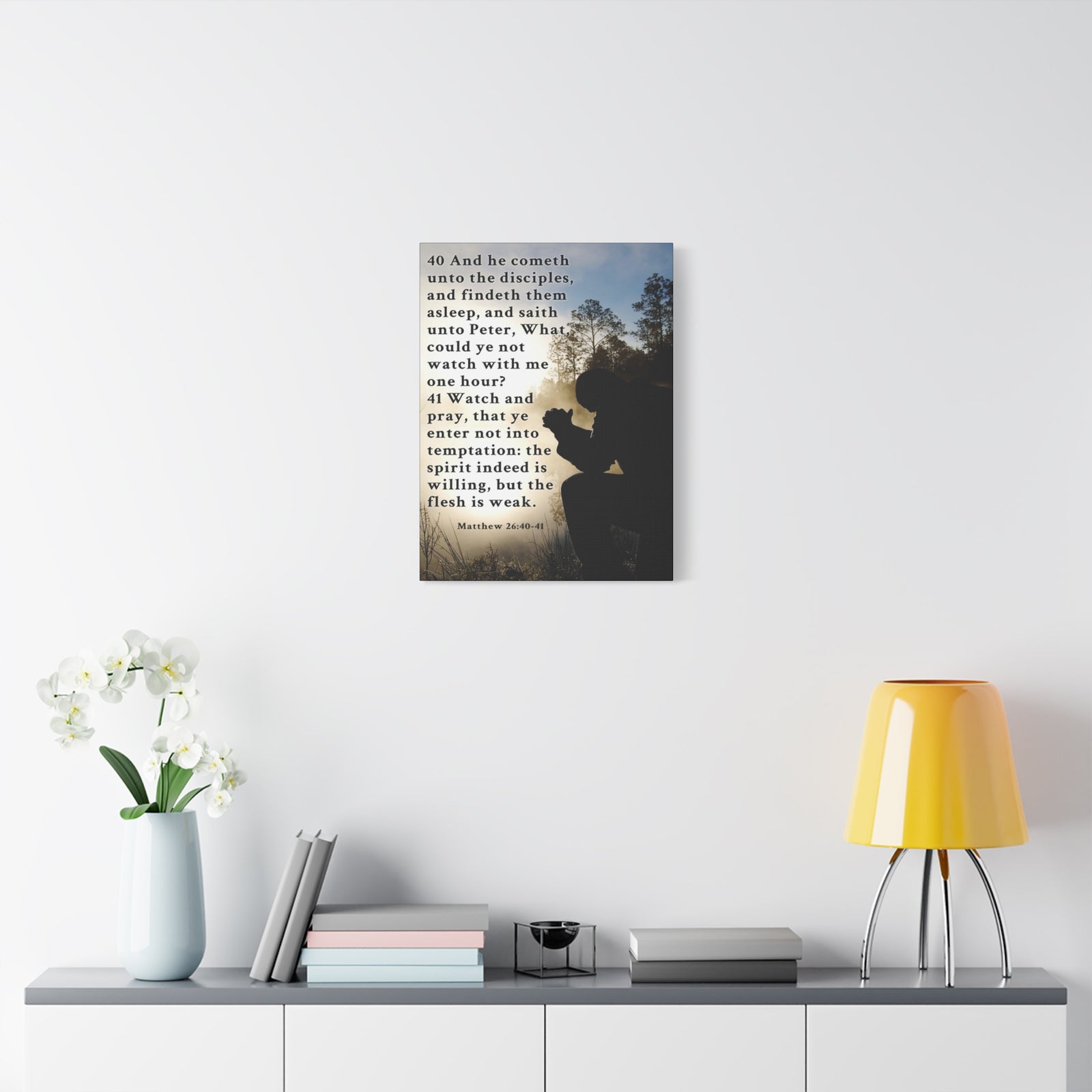 Matthew 26:40-41 Watch and Pray Bible Verse Canvas – Christian Wall Art, Ready to Hang-Express Your Love Gifts