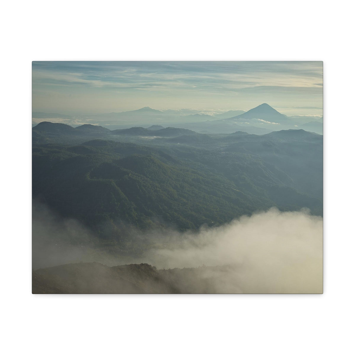 Misty Mountains Green Forest Nature Wilderness Photography Canvas Wall Art for Home Decor Ready-to-Hang-Express Your Love Gifts
