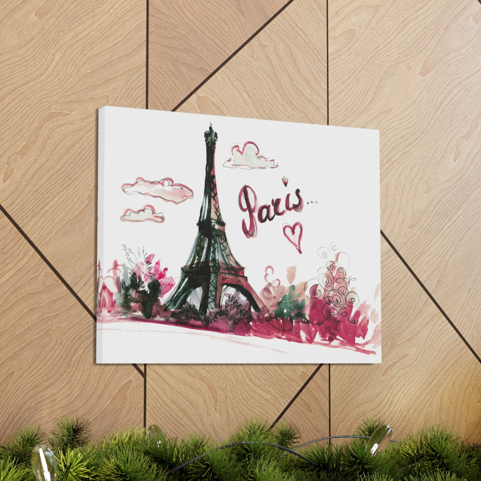 Pink Eiffel Tower Illustration Paris France Canvas Artwork High-Quality Breathtaking French City for Home Decor Ready to Hang-Express Your Love Gifts