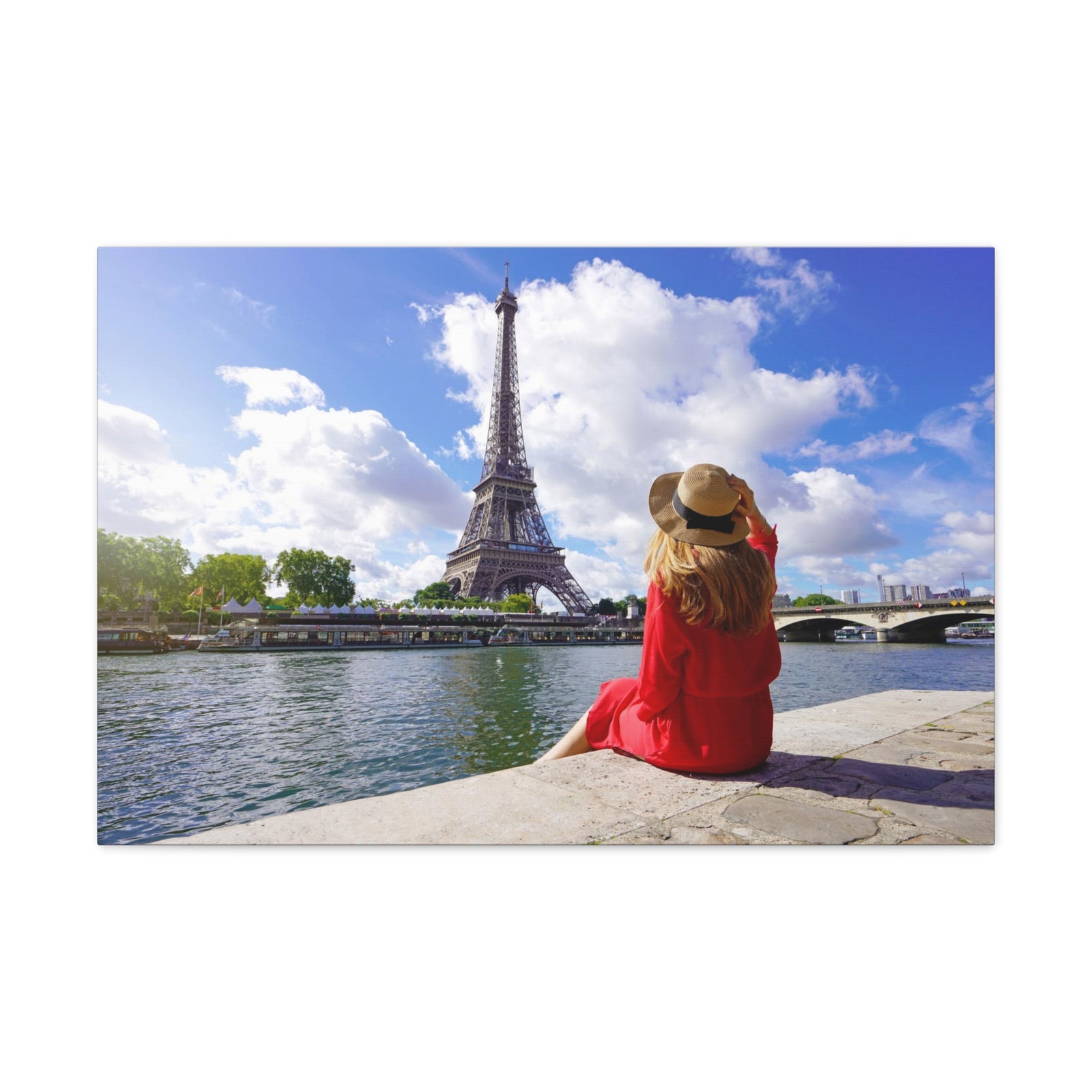 Eiffel Tower Sunrise Seine River Paris Skyline Canvas Artwork High-Quality Breathtaking Stunning Cityscape for Home Decor Ready to Hang-Express Your Love Gifts