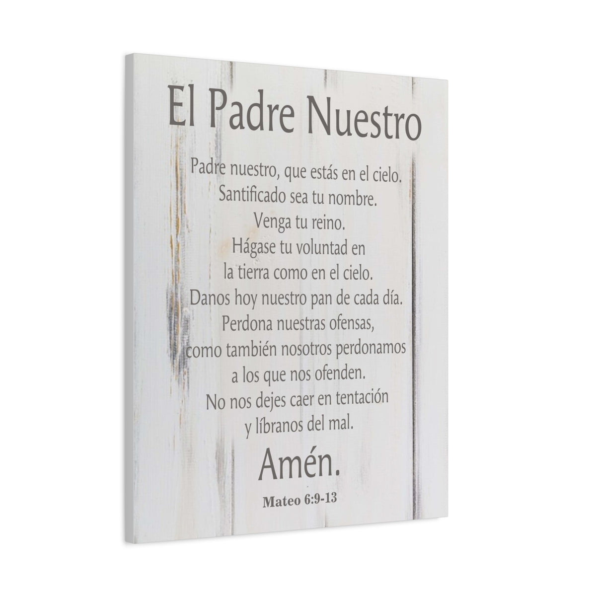 Scripture Canvas Lords Prayer Spanish El Padre Nuestro White Wood Christian Wall Art Print Ready to Hang