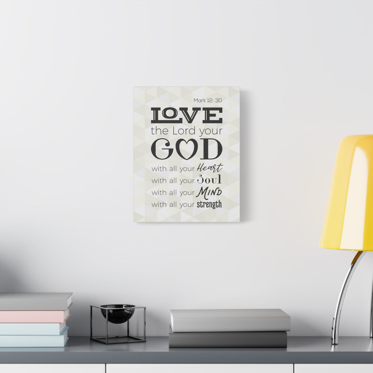 Scripture Canvas Love The Lord Your God Mark 12:30 Christian Wall Art Bible Verse Print Ready To Hang-Express Your Love Gifts