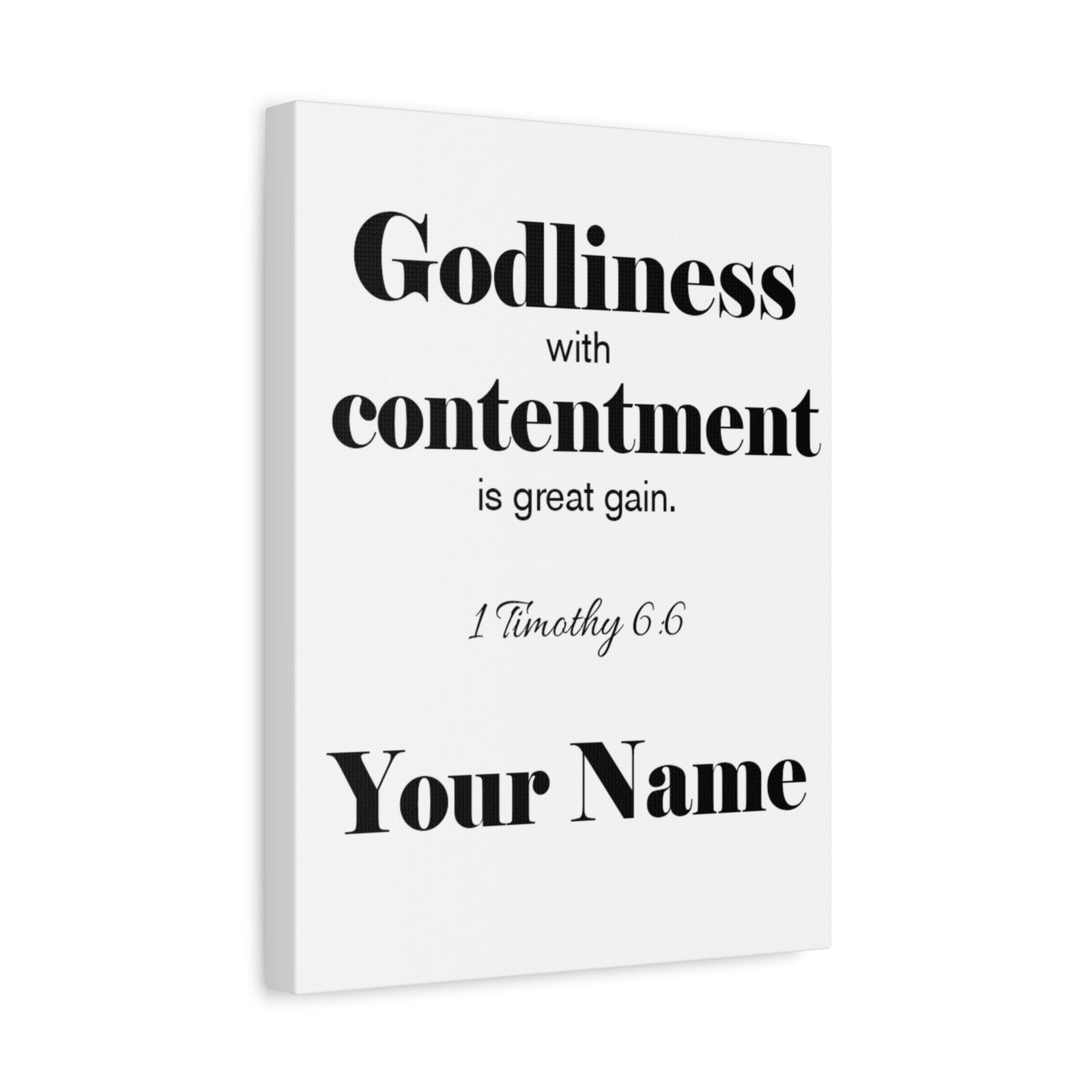 Personalized Godliness 1 Timothy 6:6 Bible Chapter Canvas Christian Wall Art Ready to Hang-Express Your Love Gifts