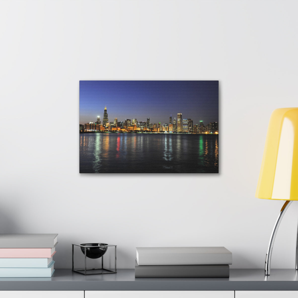 Chicago Night Skyline Canvas Artwork High-Quality Breathtaking Stunning Cityscape for Home Decor Ready to Hang-Express Your Love Gifts