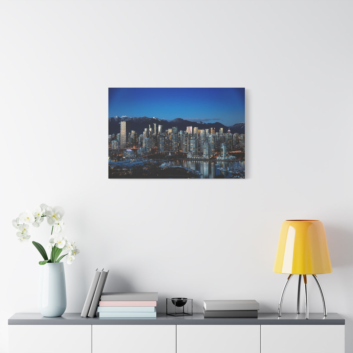 Vancouver Night Skyline Canvas Artwork High-Quality Breathtaking Stunning Cityscape for Home Decor Ready to Hang-Express Your Love Gifts