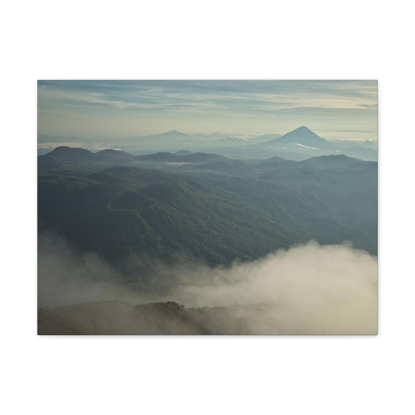 Misty Mountains Green Forest Nature Wilderness Photography Canvas Wall Art for Home Decor Ready-to-Hang-Express Your Love Gifts