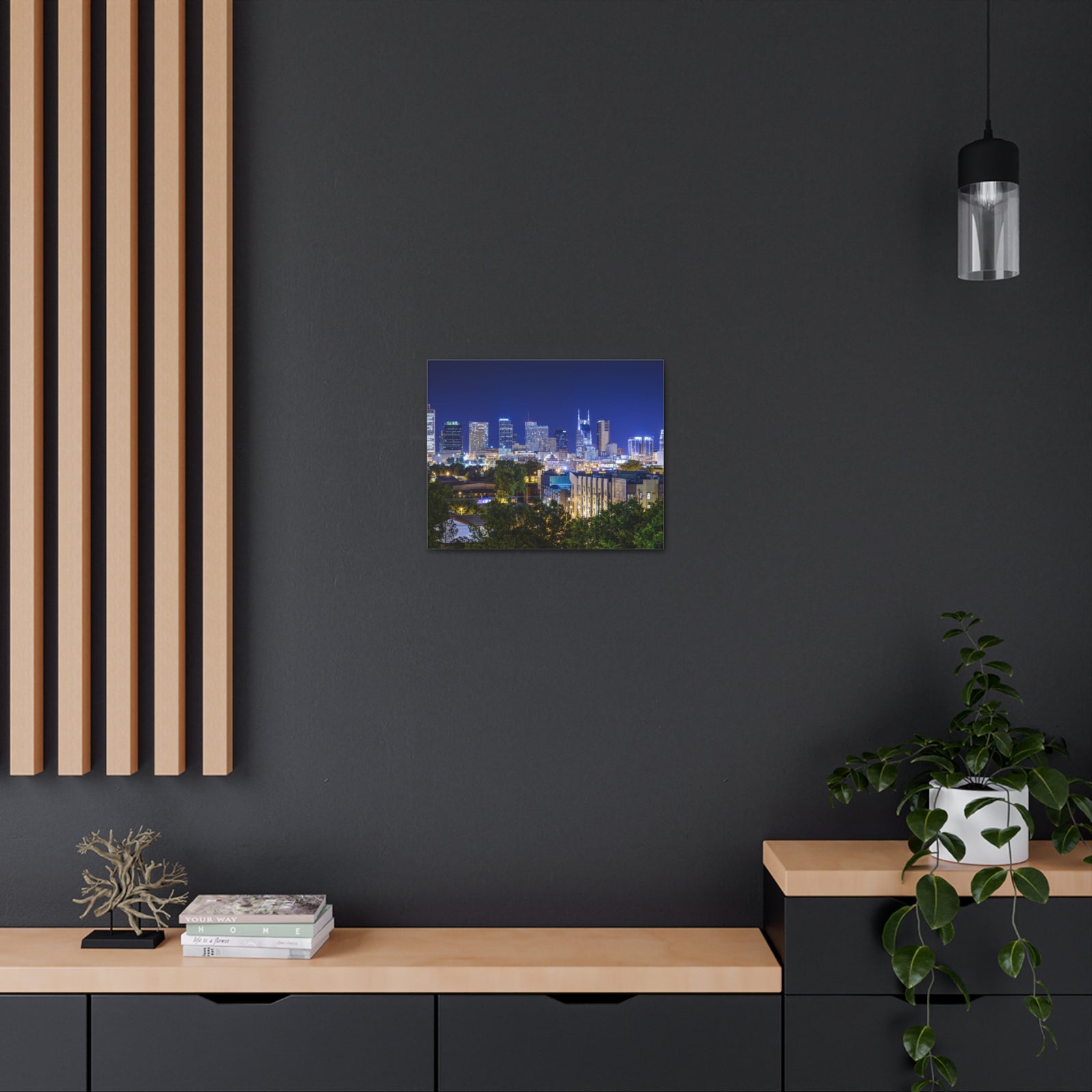 Nashville Night Skyline Canvas Artwork High-Quality Breathtaking Stunning Cityscape for Home Decor Ready to Hang-Express Your Love Gifts