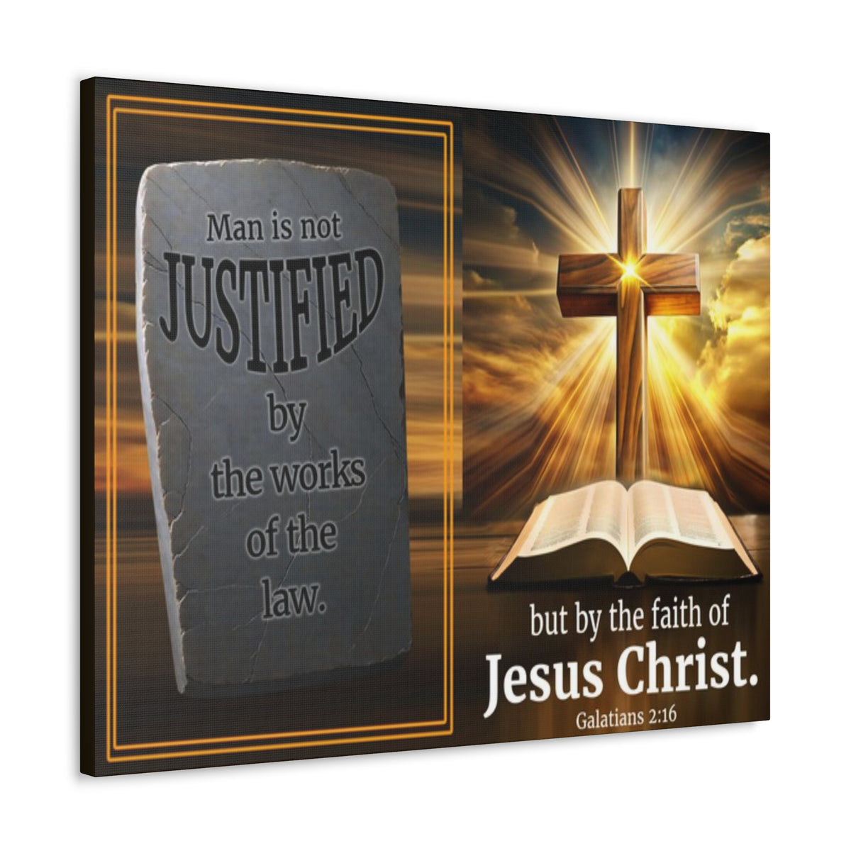 Scripture Walls Galatians 2:16 Faith &amp; Law Bible Verse Canvas Christian Wall Art Ready to Hang Unframed-Express Your Love Gifts