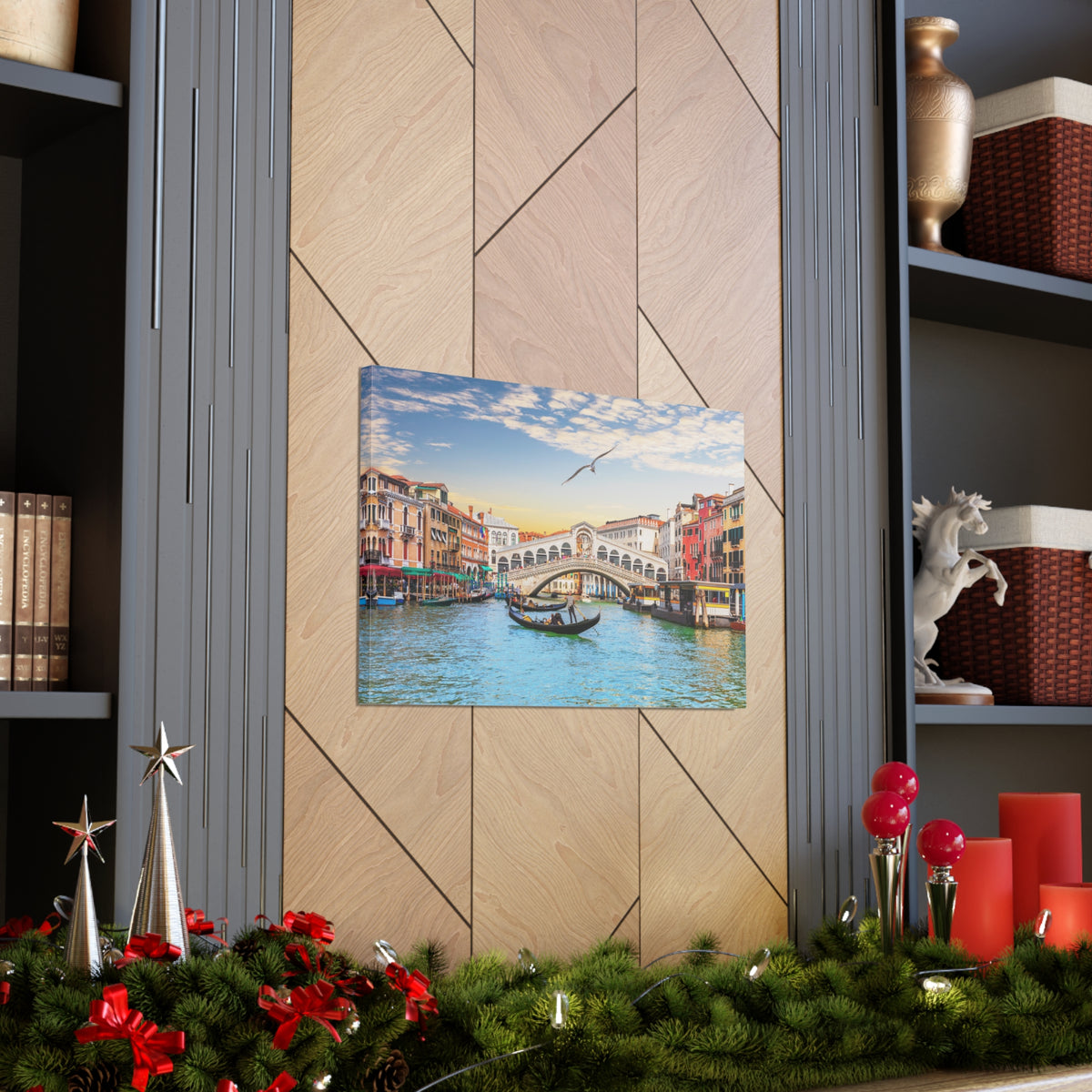 Venice Rialto Bridge Nature Wilderness Photography Canvas Wall Art for Home Decor Ready-to-Hang-Express Your Love Gifts