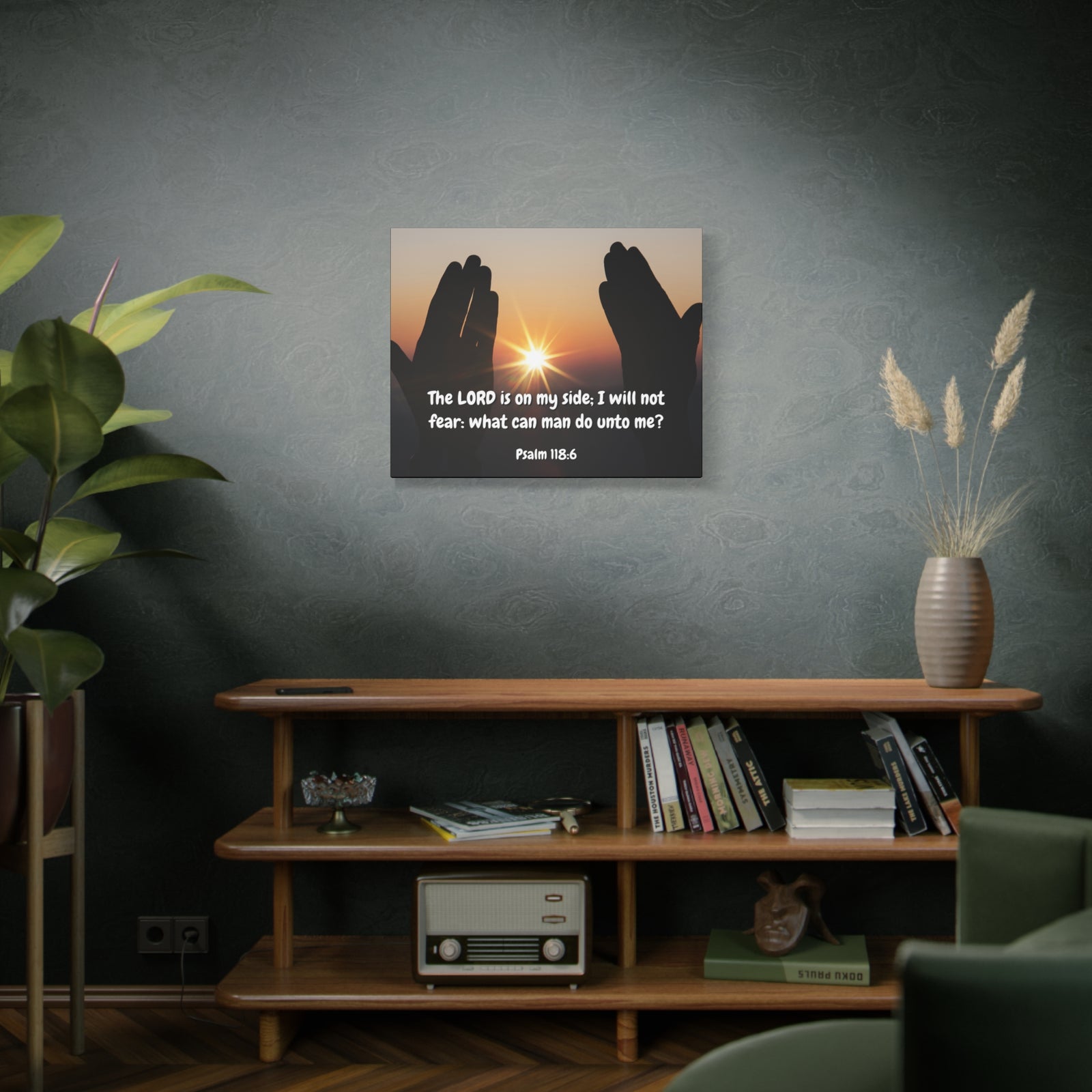 Scripture Canvas God Is On My Side Psalm 118:6 Christian Wall Art Bible Verse Print Ready to Hang-Express Your Love Gifts