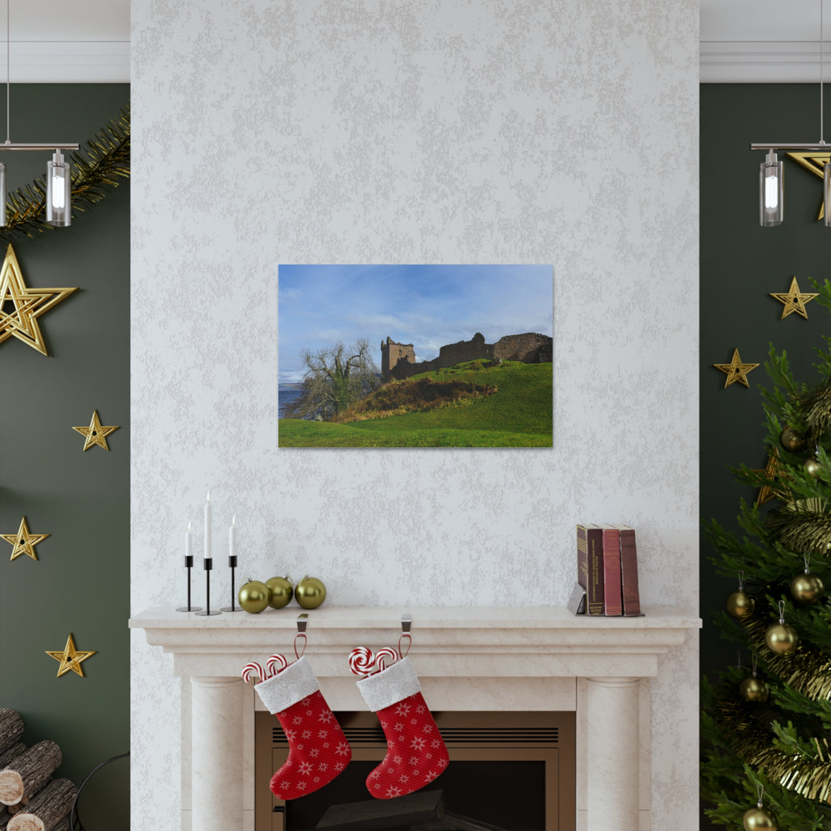 Ruins of Urquhart Scotland Nature Wilderness Photography Canvas Wall Art for Home Decor Ready-to-Hang-Express Your Love Gifts