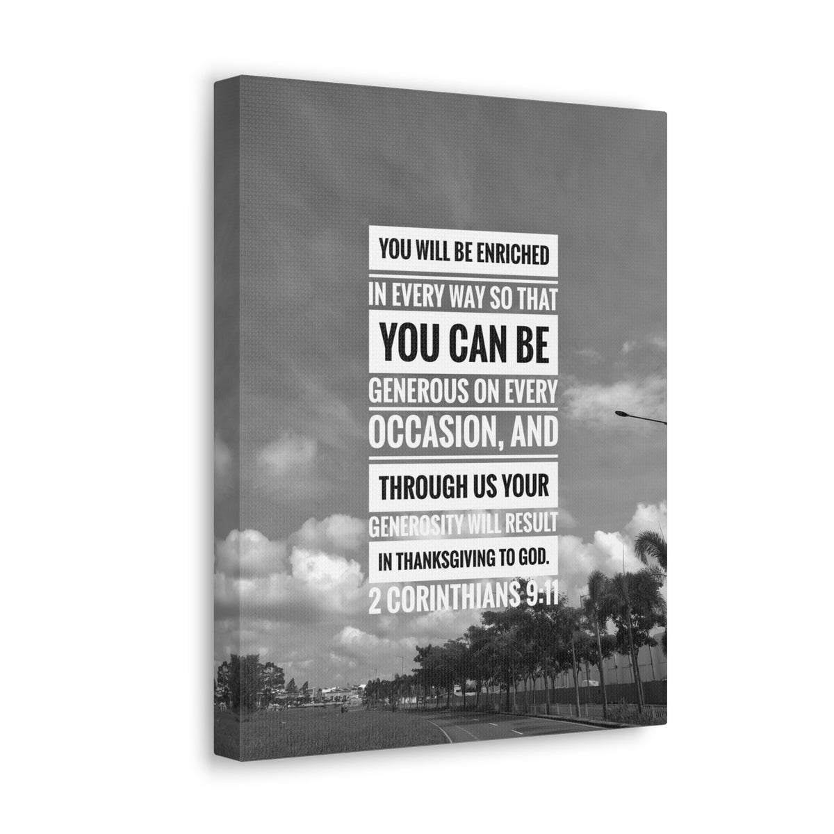 Scripture Canvas You Will Be Enriched 2 Corinthians 9:11 Christian Wall Art Bible Verse Print Ready to Hang-Express Your Love Gifts