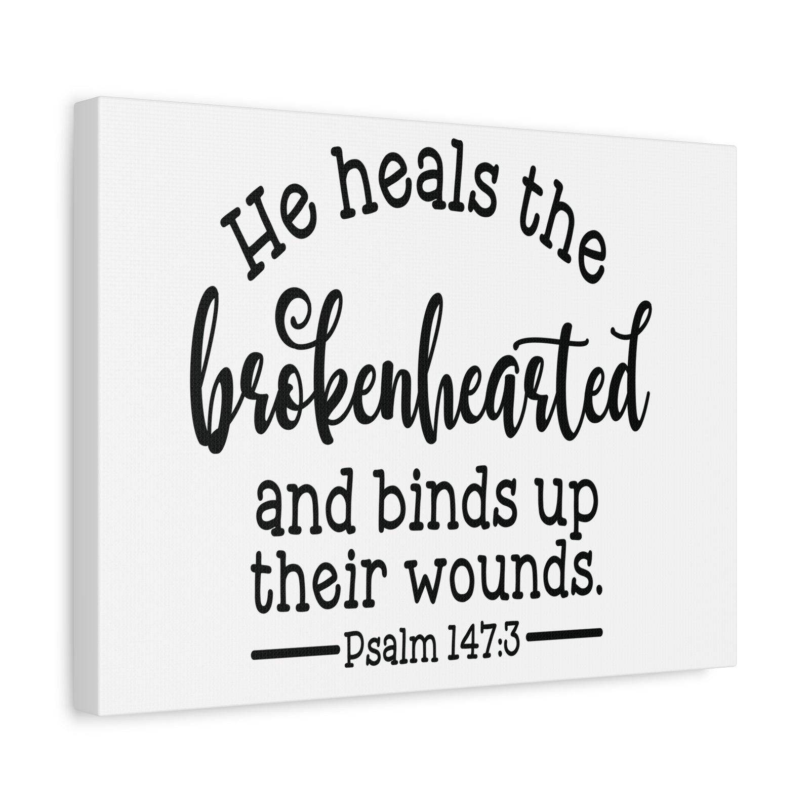Scripture Canvas Heals The Brokenhearted Psalm 147:3 Christian Wall Art Bible Verse Print Ready to Hang-Express Your Love Gifts