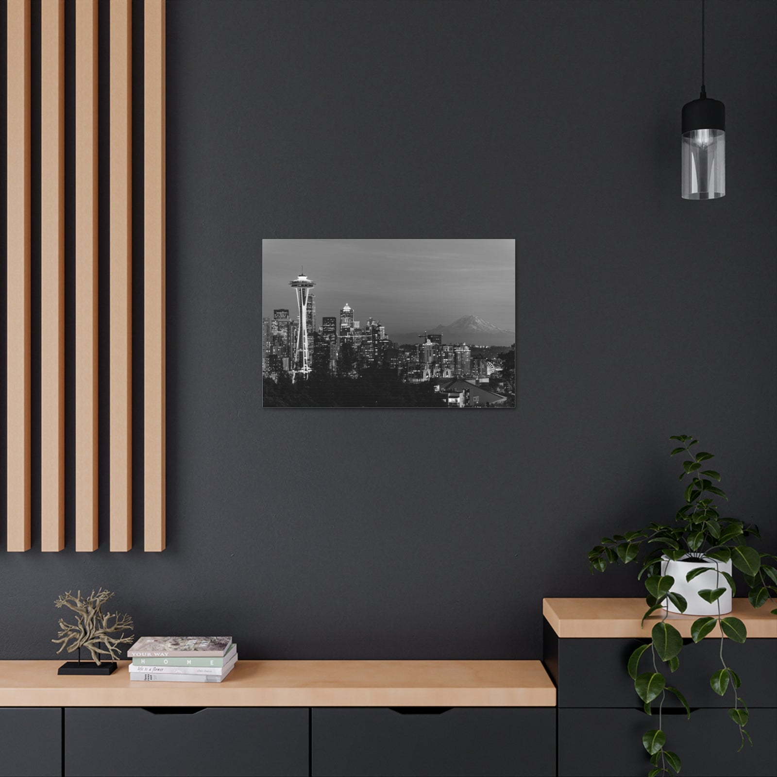 Seattle Black And White Skyline Canvas Artwork High-Quality Breathtaking Stunning Cityscape for Home Decor Ready to Hang-Express Your Love Gifts