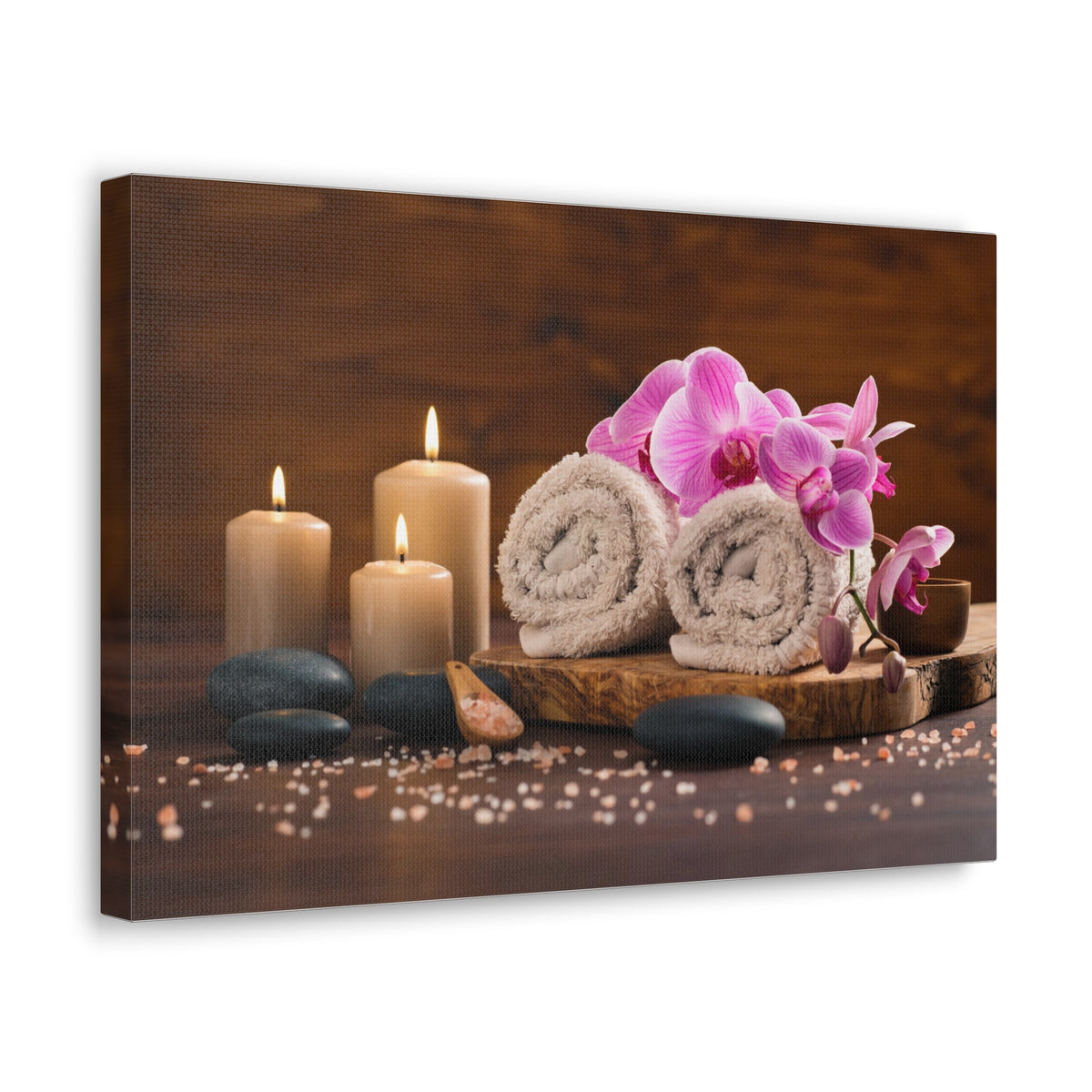 Rolled Towel and Orchids Forest Floral Nature Photography Canvas Wall Art for Home Decor Ready-to-Hang-Express Your Love Gifts