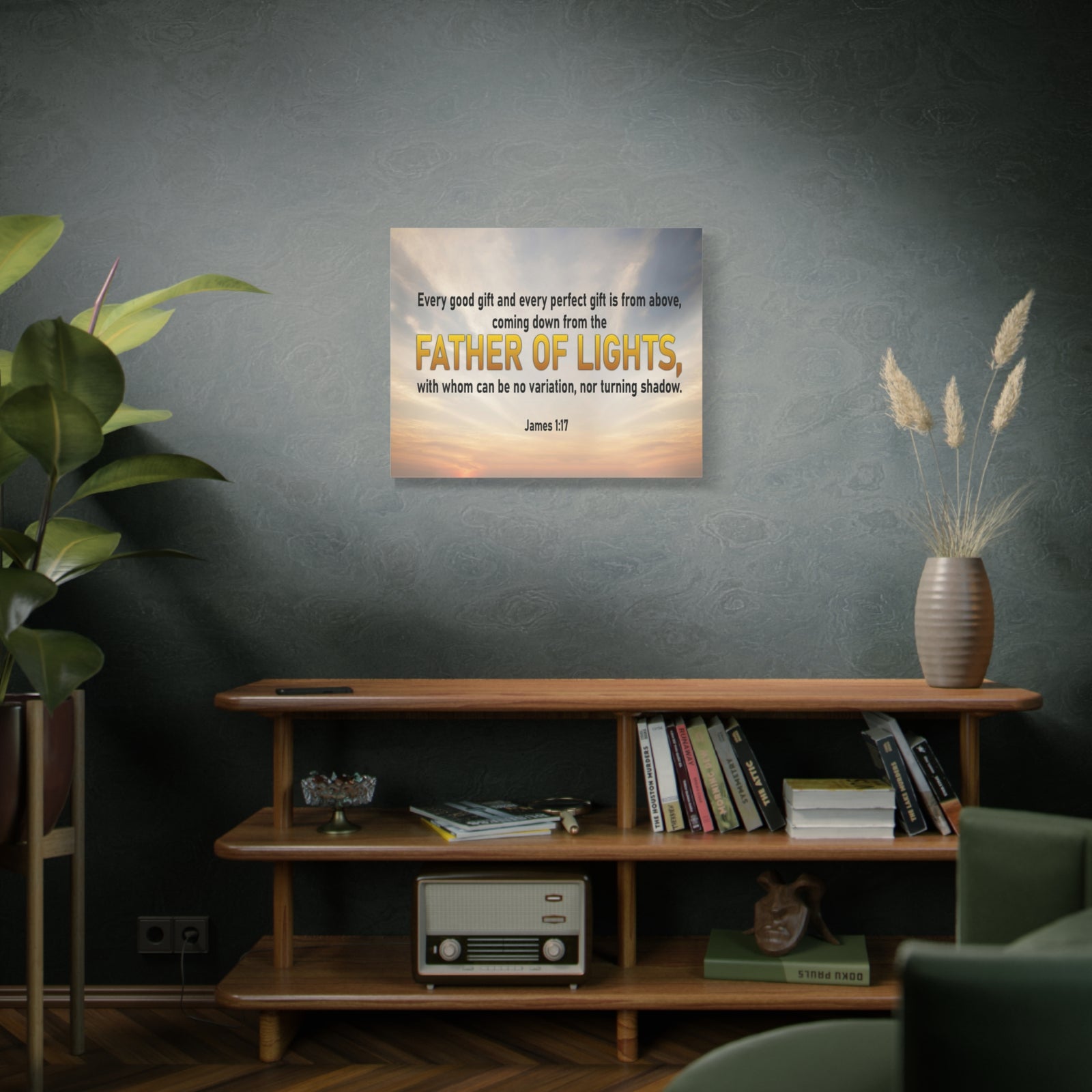 Bible Verse Canvas Father of Lights James 1:17 Scripture Wall Art Christian Home Decor-Express Your Love Gifts