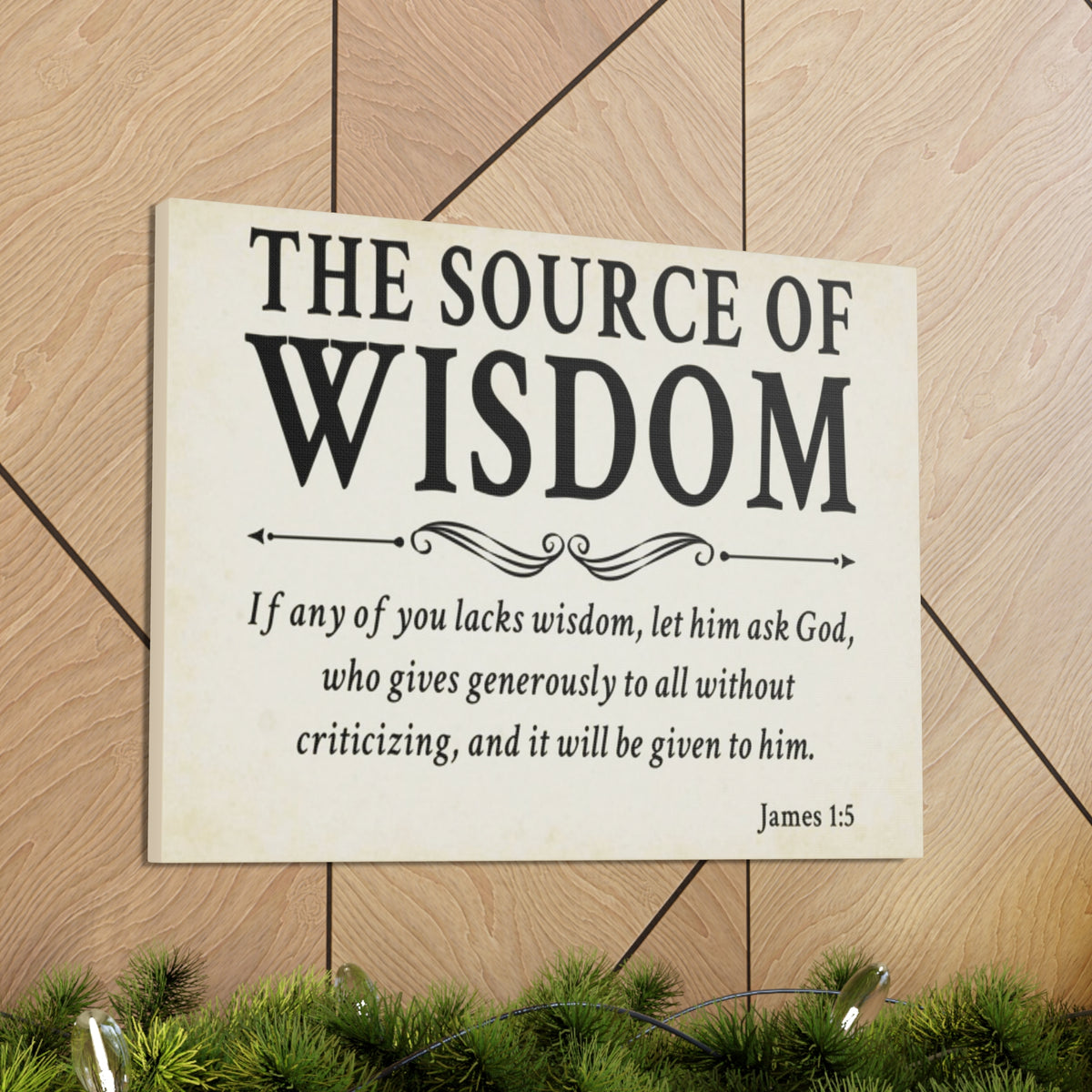 Scripture Walls James 1:5 The Source of Wisdom White Bible Verse Canvas Christian Wall Art Ready to Hang Unframed-Express Your Love Gifts