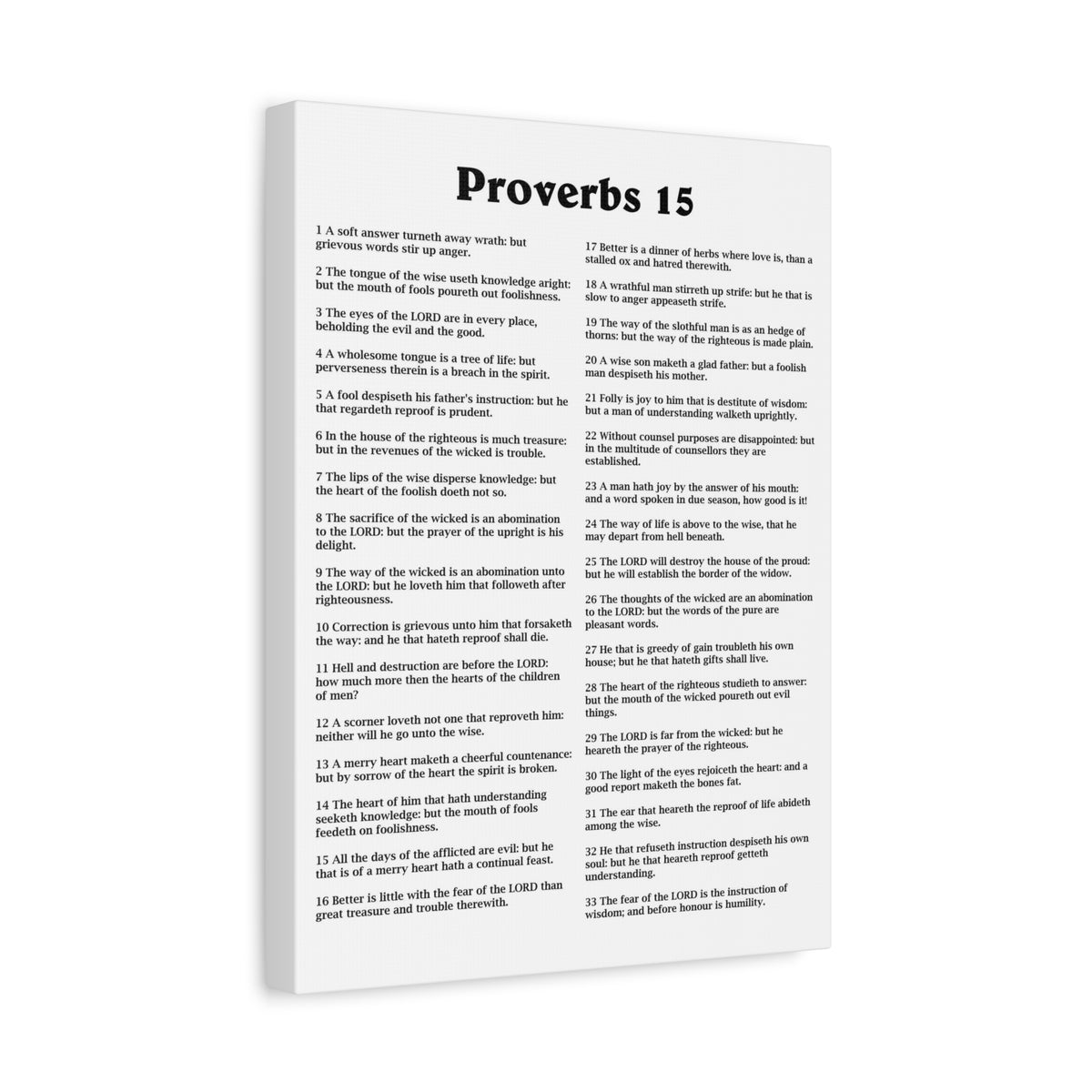 Scripture Walls Proverbs Chapter 15 White Bible Canvas Christian Wall Art Ready to Hang Unframed-Express Your Love Gifts