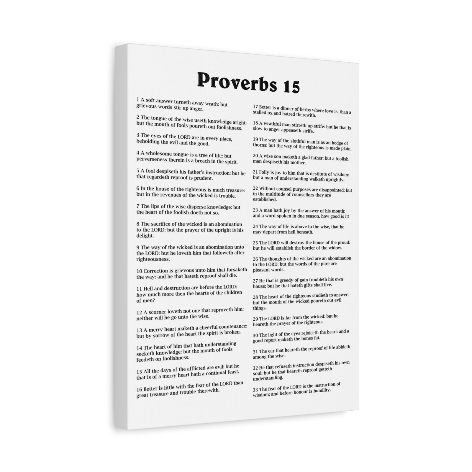 Scripture Walls Proverbs Chapter 15 White Bible Canvas Christian Wall Art Ready to Hang Unframed-Express Your Love Gifts