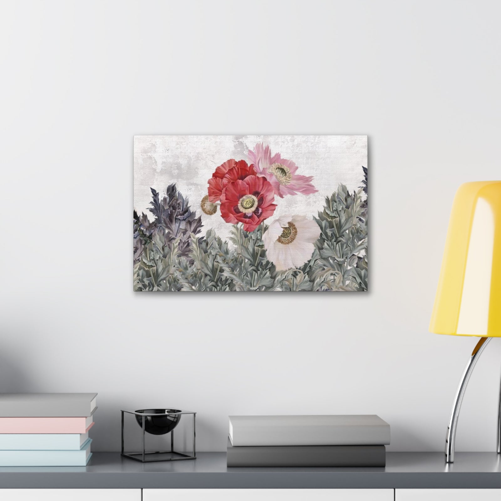 Poppies Flowers Illustration Flower Canvas Wall Art for Home Decor Ready-to-Hang-Express Your Love Gifts