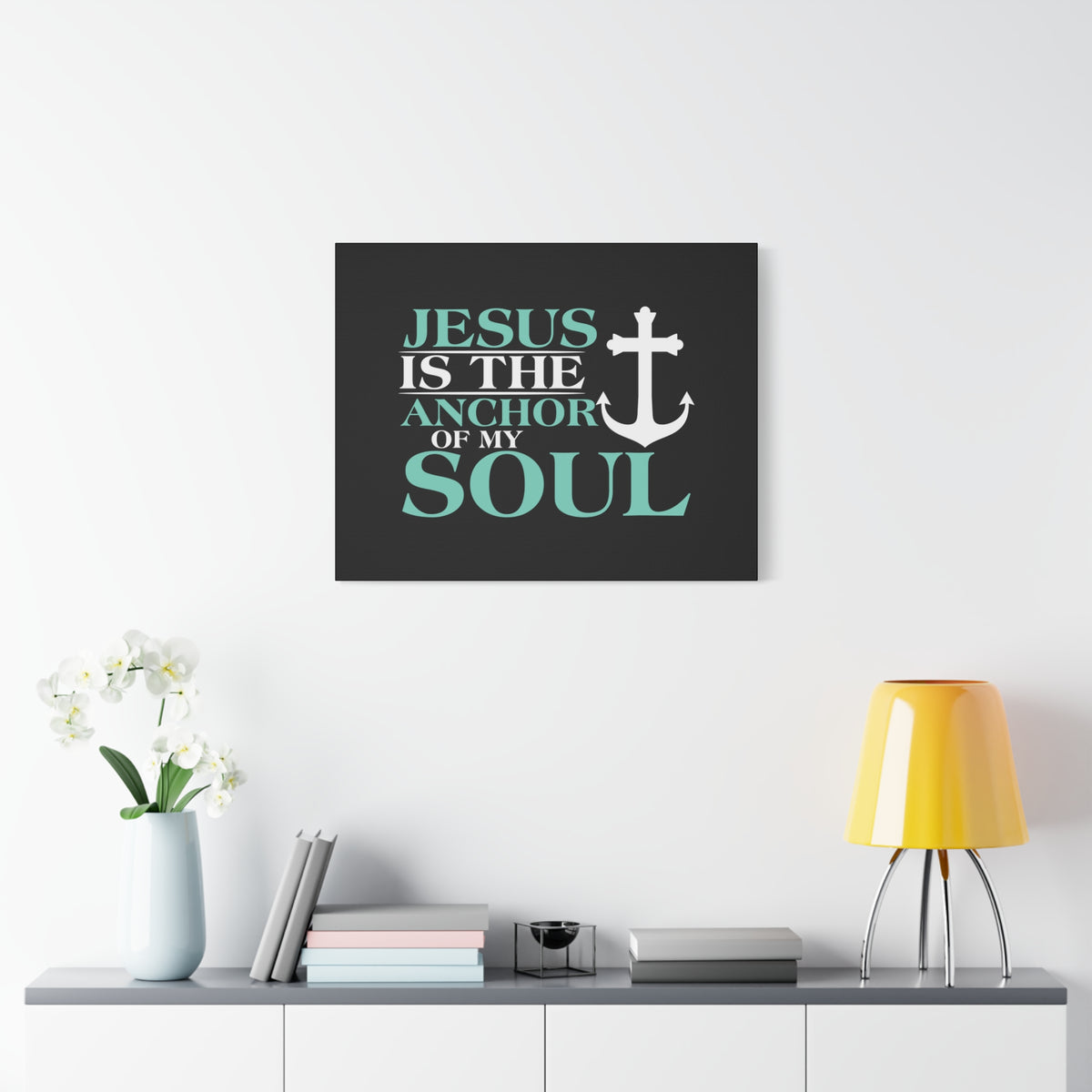 Scripture Canvas Anchor Of My Soul Psalm 119:81 Light Blue Christian Wall Art Bible Verse Print Ready to Hang-Express Your Love Gifts