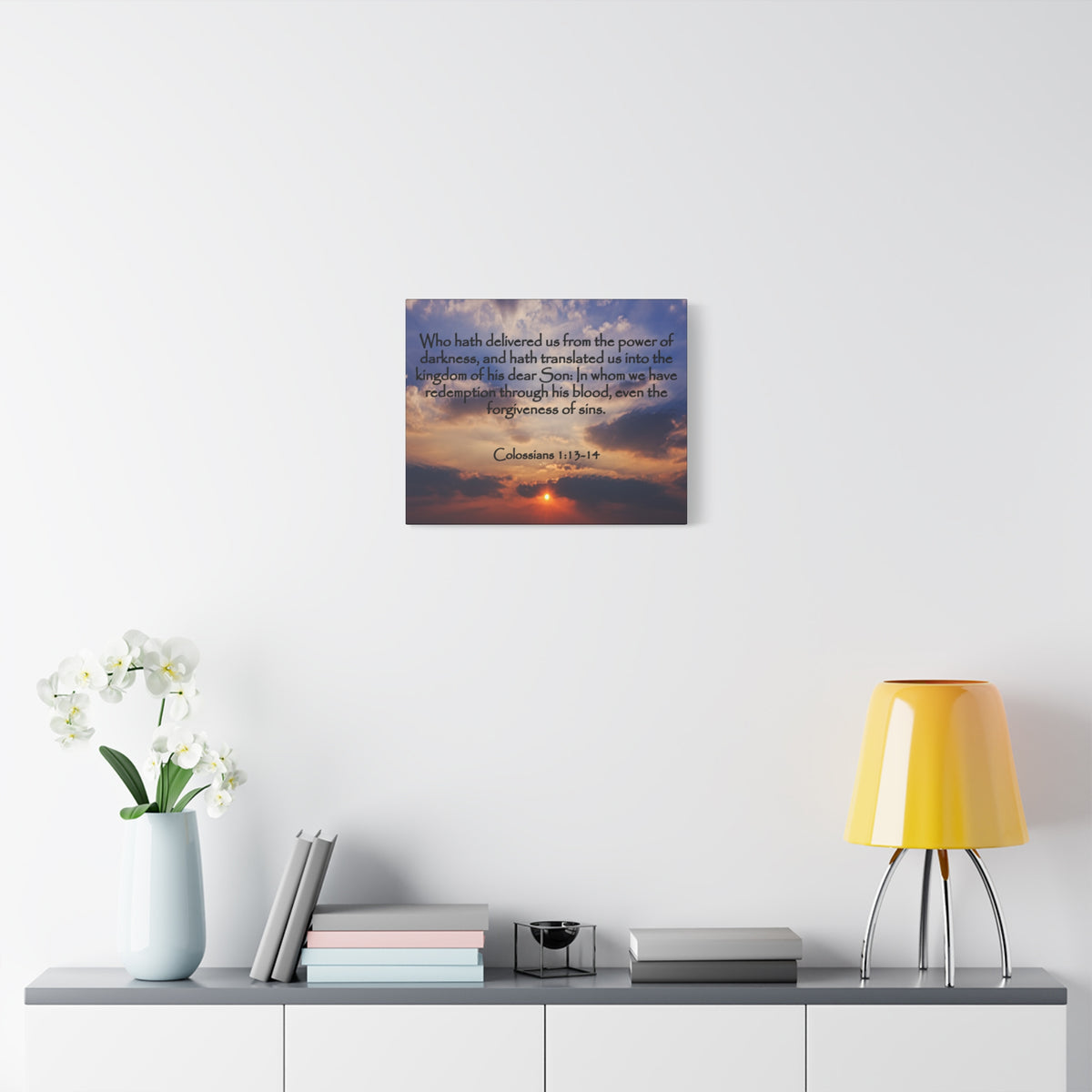 Bible Verse Canvas Into The Kingdom of His Dear Son Colossians 1:13-14 Christian Home Décor Wall Art Scripture Ready to Hang Faith Print-Express Your Love Gifts