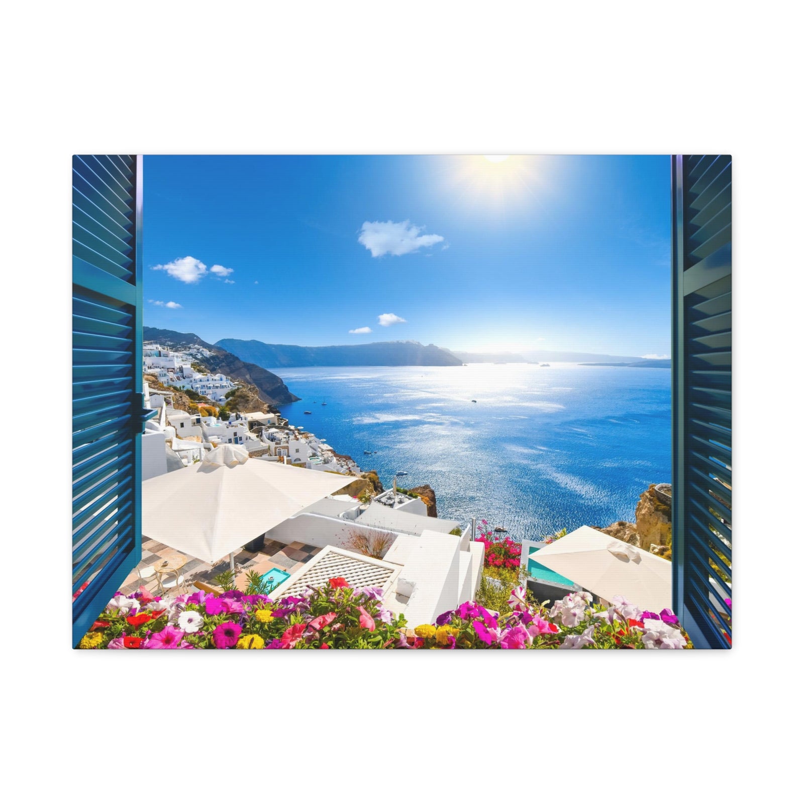 Canvas Print Wall Art Window Sea Island View Nature Photography Realism Scenic Landscape Colorful Multicolor for Home Decor Ready to Hang-Express Your Love Gifts