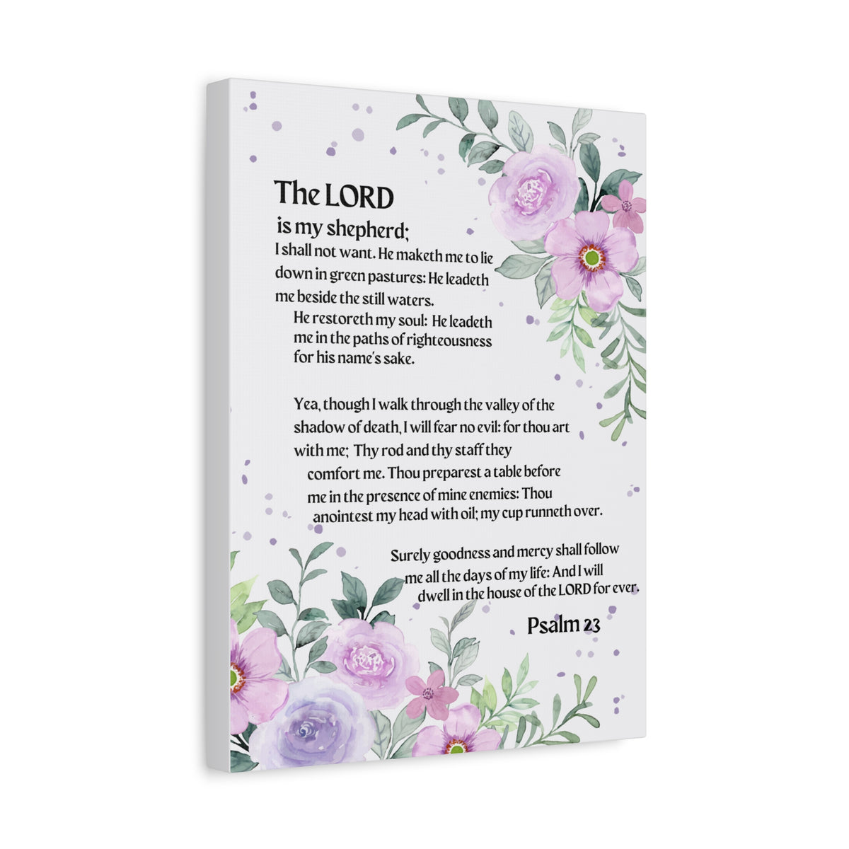 Scripture Walls Flowers Psalm 23 Bible Verse Canvas Christian Wall Art Ready to Hang-Express Your Love Gifts