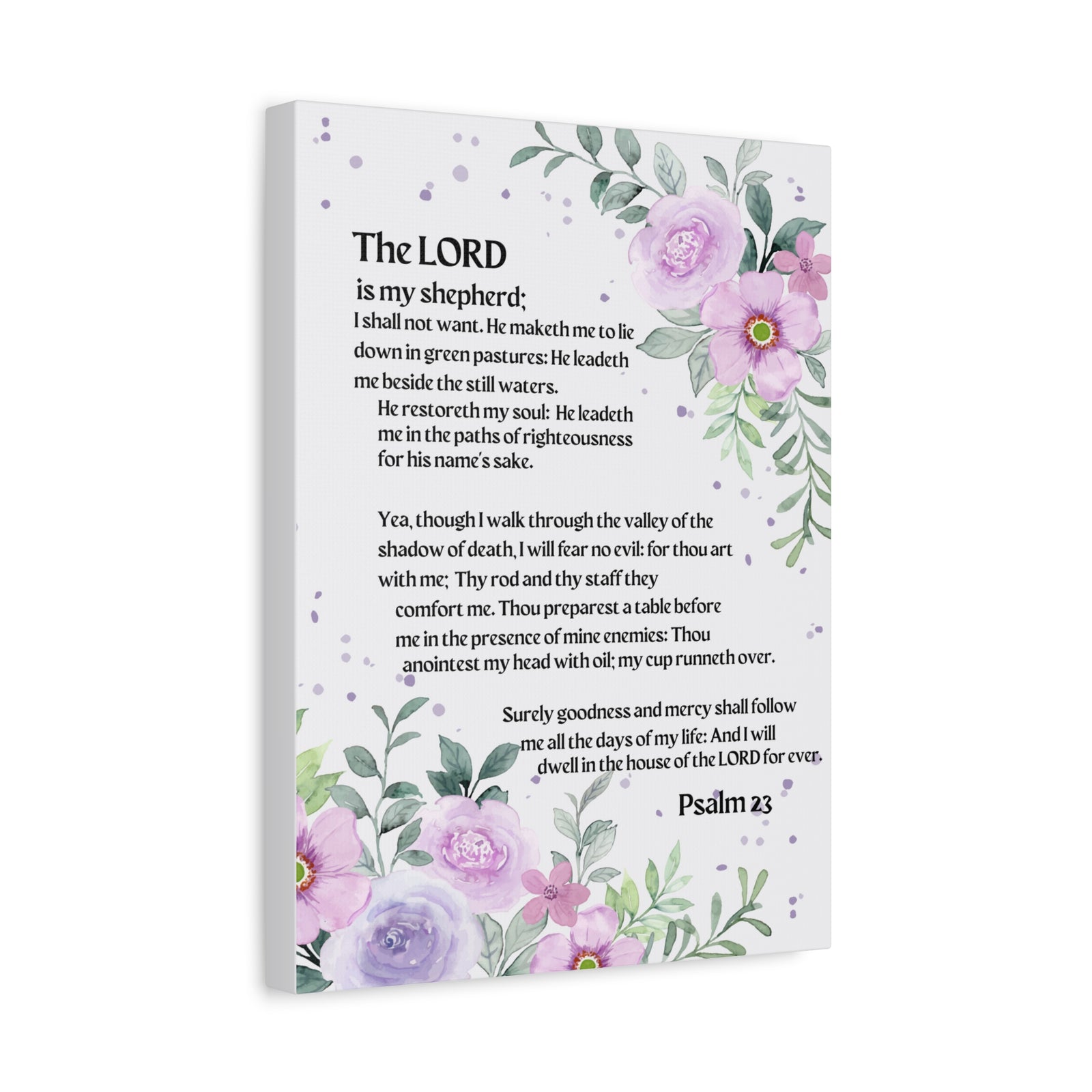 Scripture Walls Flowers Psalm 23 Bible Verse Canvas Christian Wall Art Ready to Hang-Express Your Love Gifts